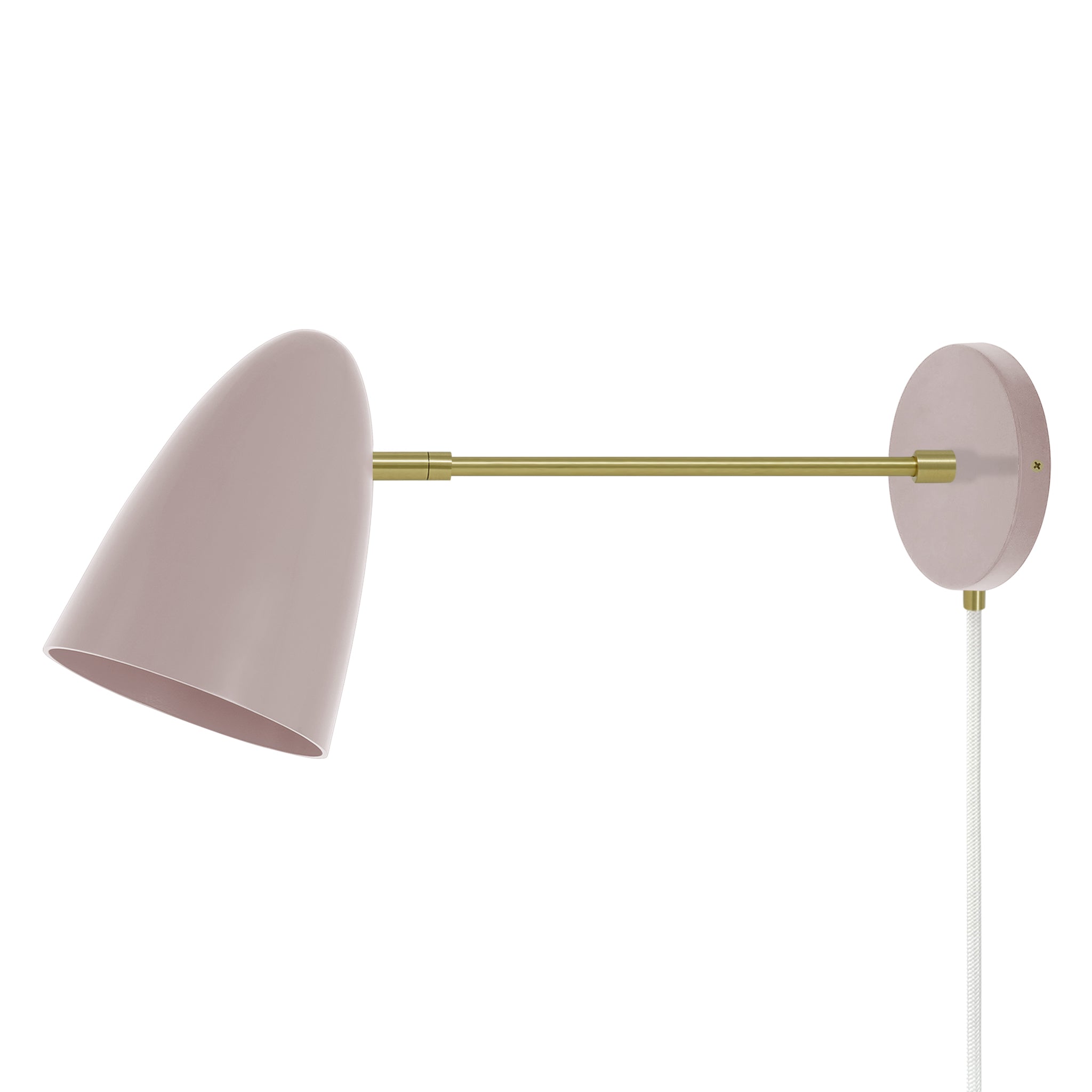 Brass and barely color Boom plug-in sconce 10" arm Dutton Brown lighting