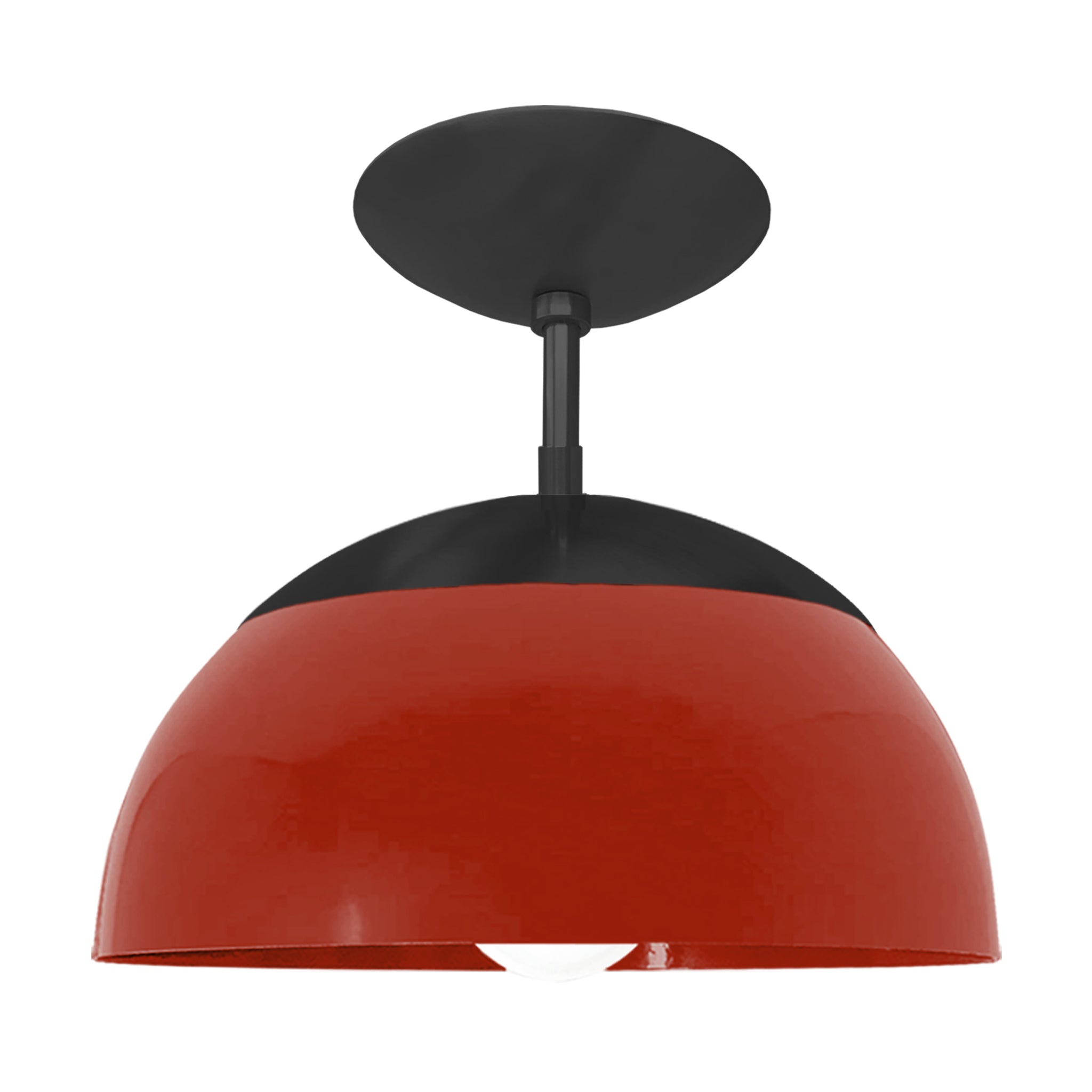 Black and riding hood red color Cadbury flush mount 12" Dutton Brown lighting