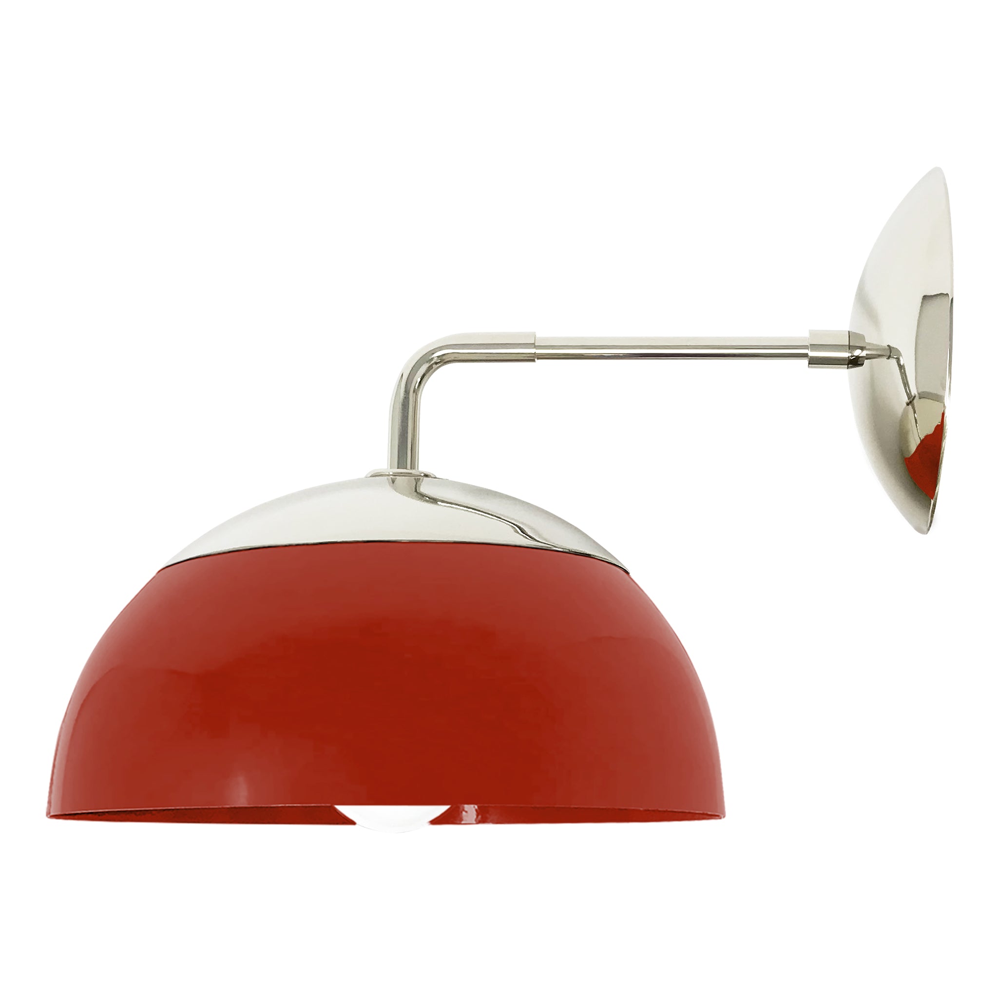 Nickel and riding hood red color Cadbury sconce 8" Dutton Brown lighting