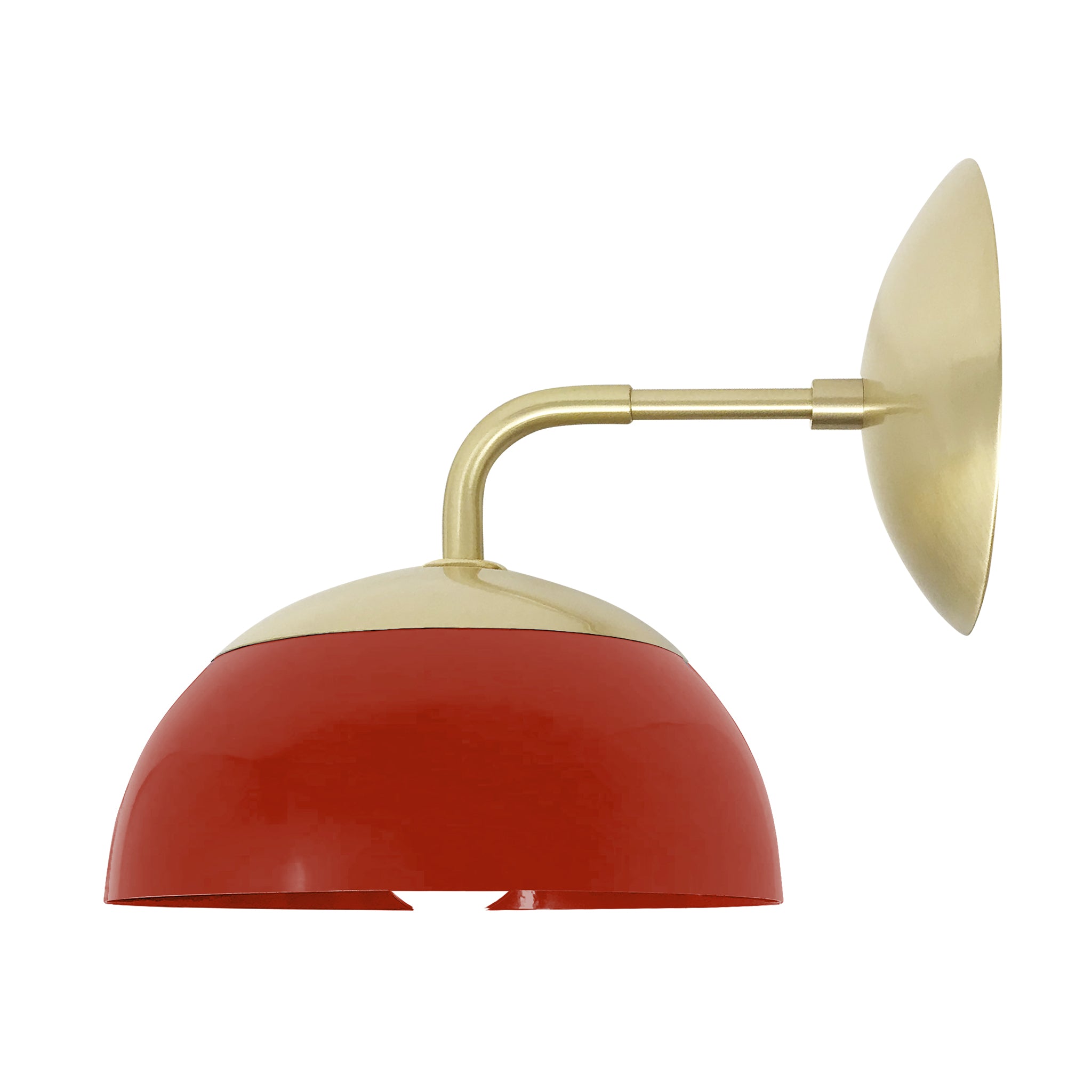 Brass and riding hood red color Cadbury sconce 8" Dutton Brown lighting