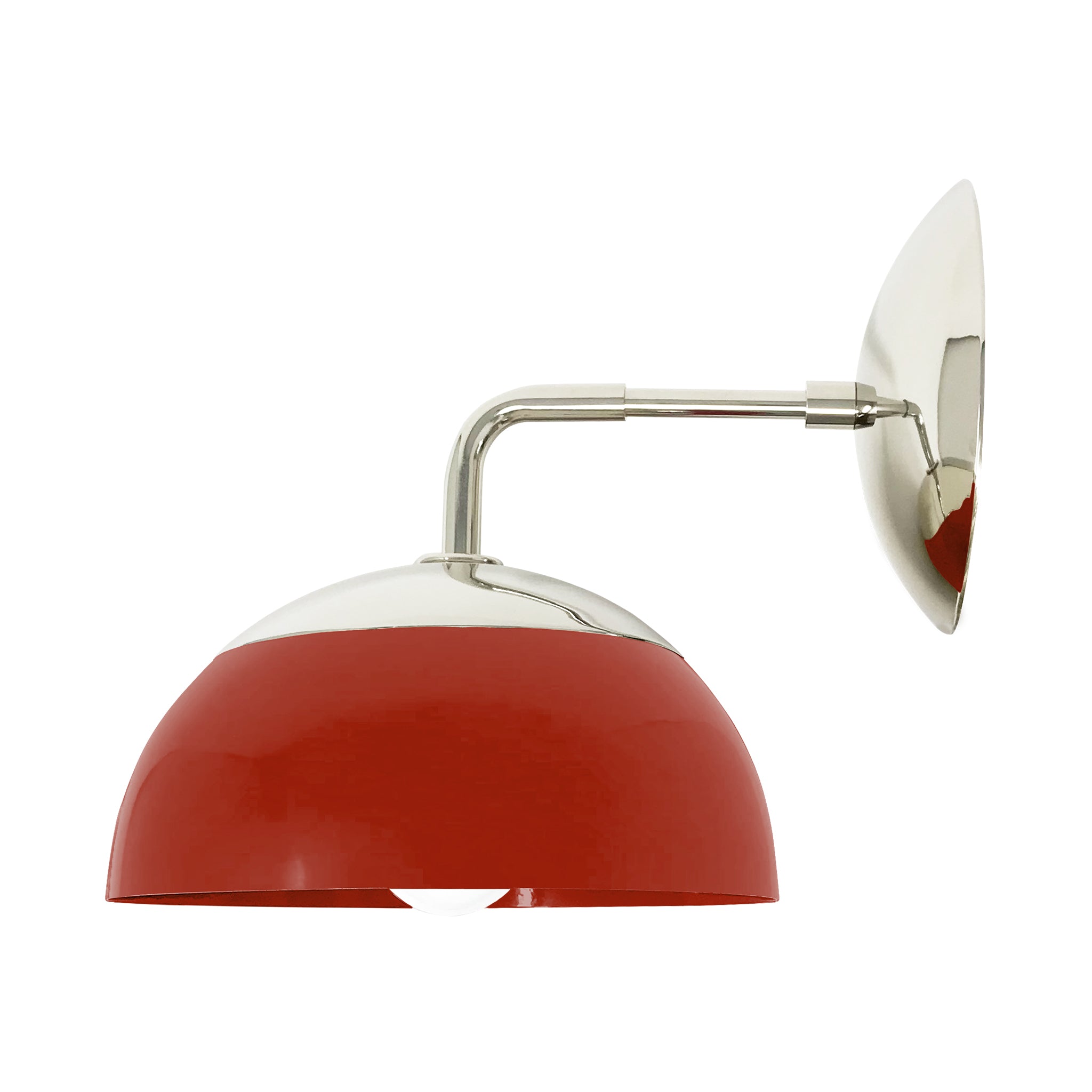 Nickel and riding hood red color Cadbury sconce 8" Dutton Brown lighting
