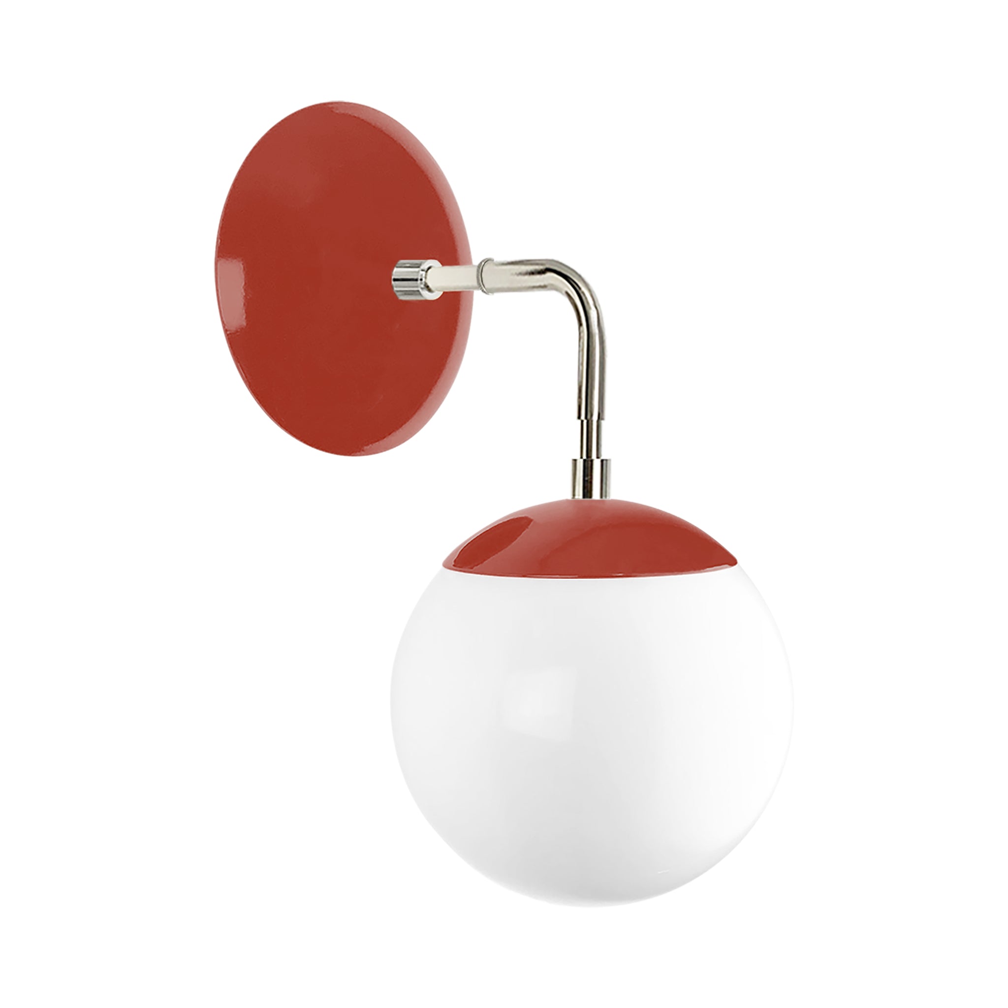 Nickel and riding hood red color Cap sconce 6" Dutton Brown lighting