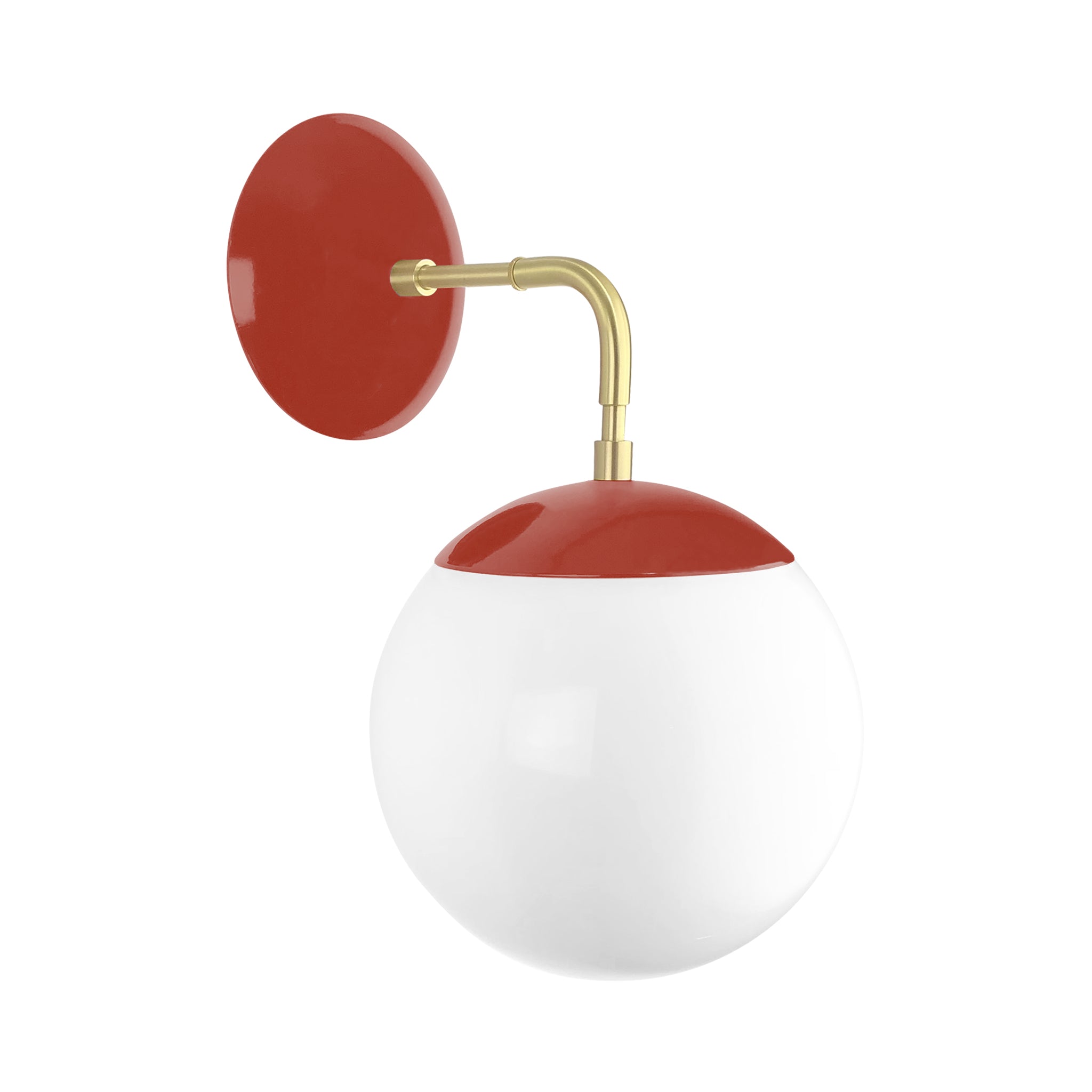 Brass and riding hood red color Cap sconce 8" Dutton Brown lighting