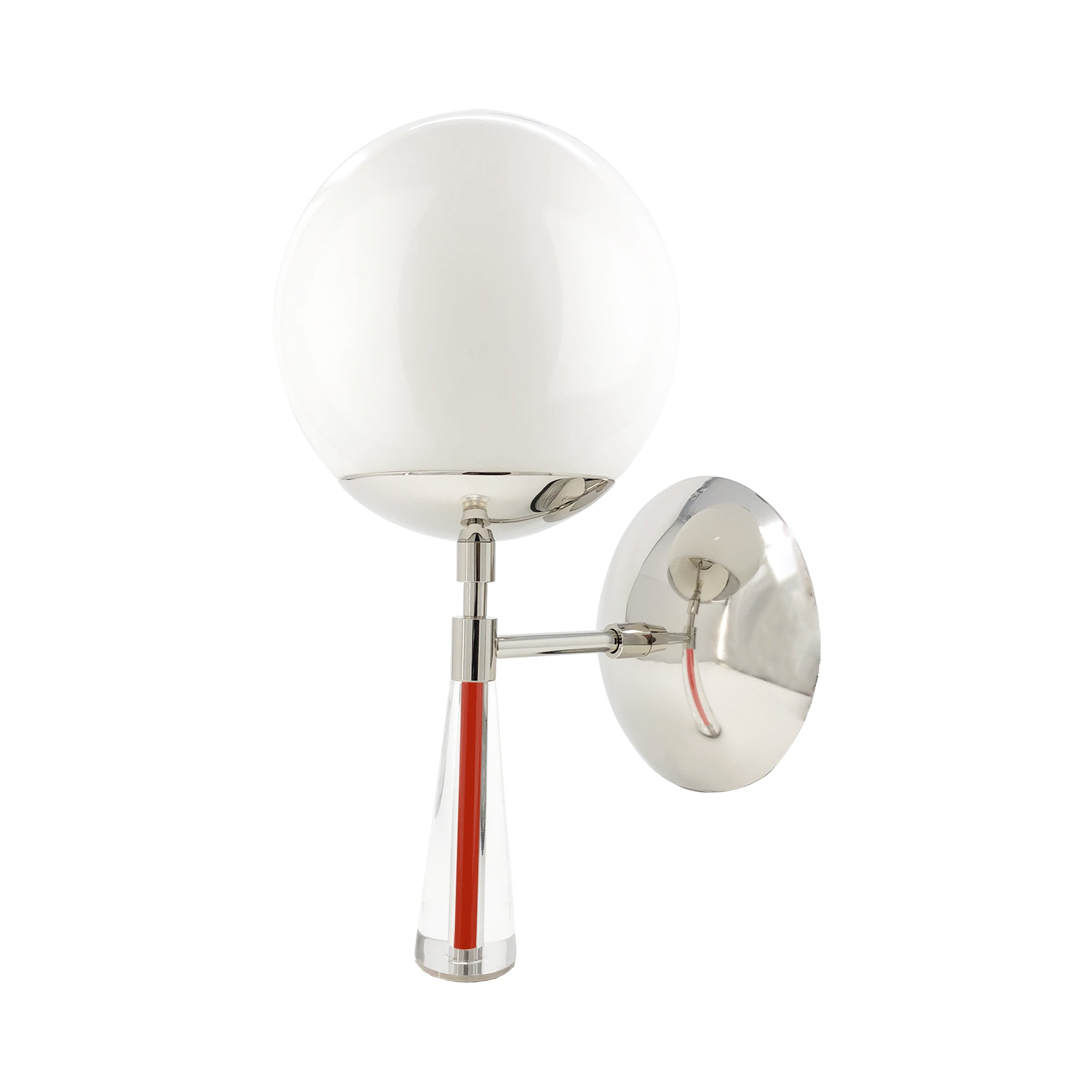 Nickel and riding hood red color Carrera sconce Dutton Brown lighting