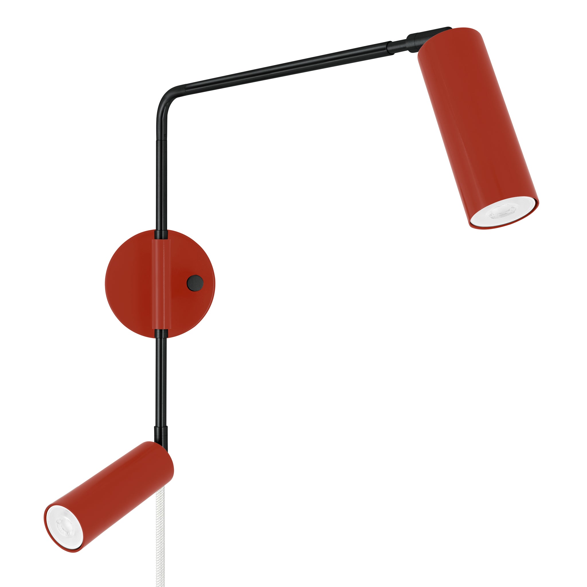 Black and riding hood red color Reader Double Swing Arm plug-in sconce Dutton Brown lighting