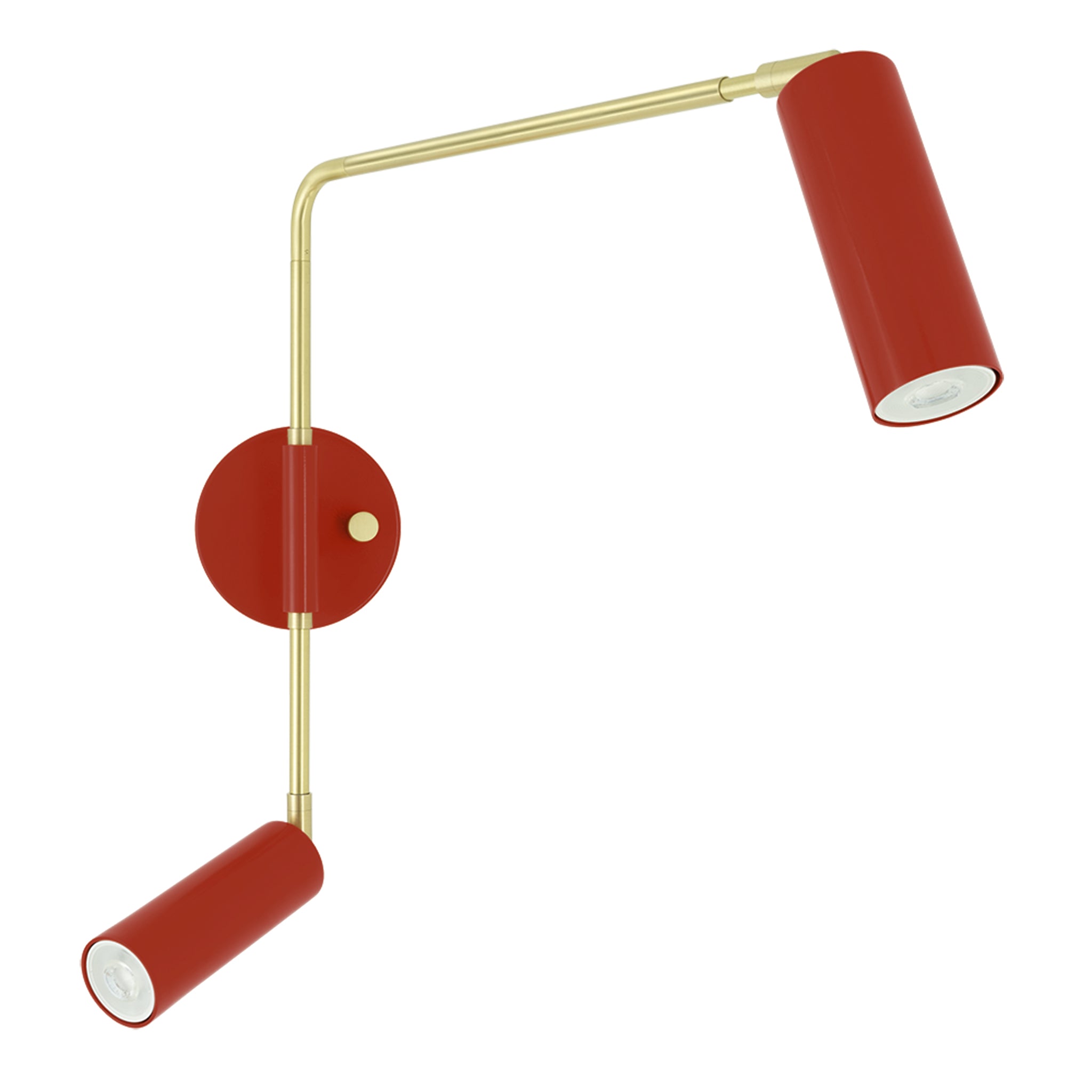 Brass and riding hood red color Reader Double Swing Arm sconce Dutton Brown lighting