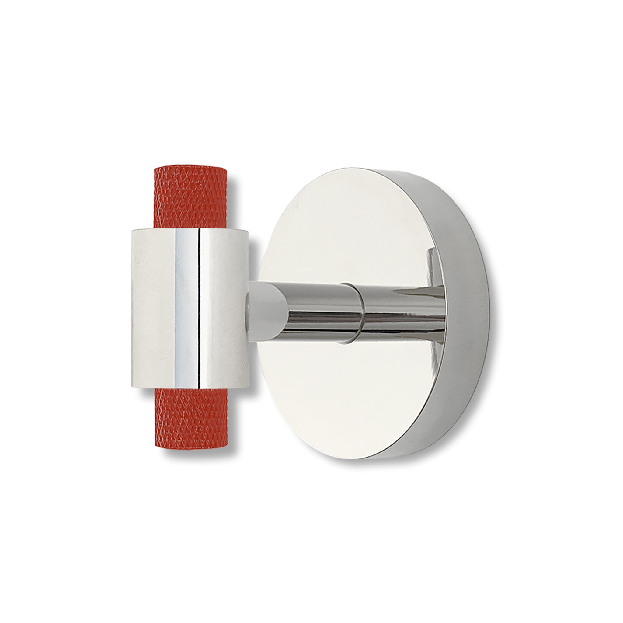Nickel and riding hood red color Tux hook Dutton Brown hardware