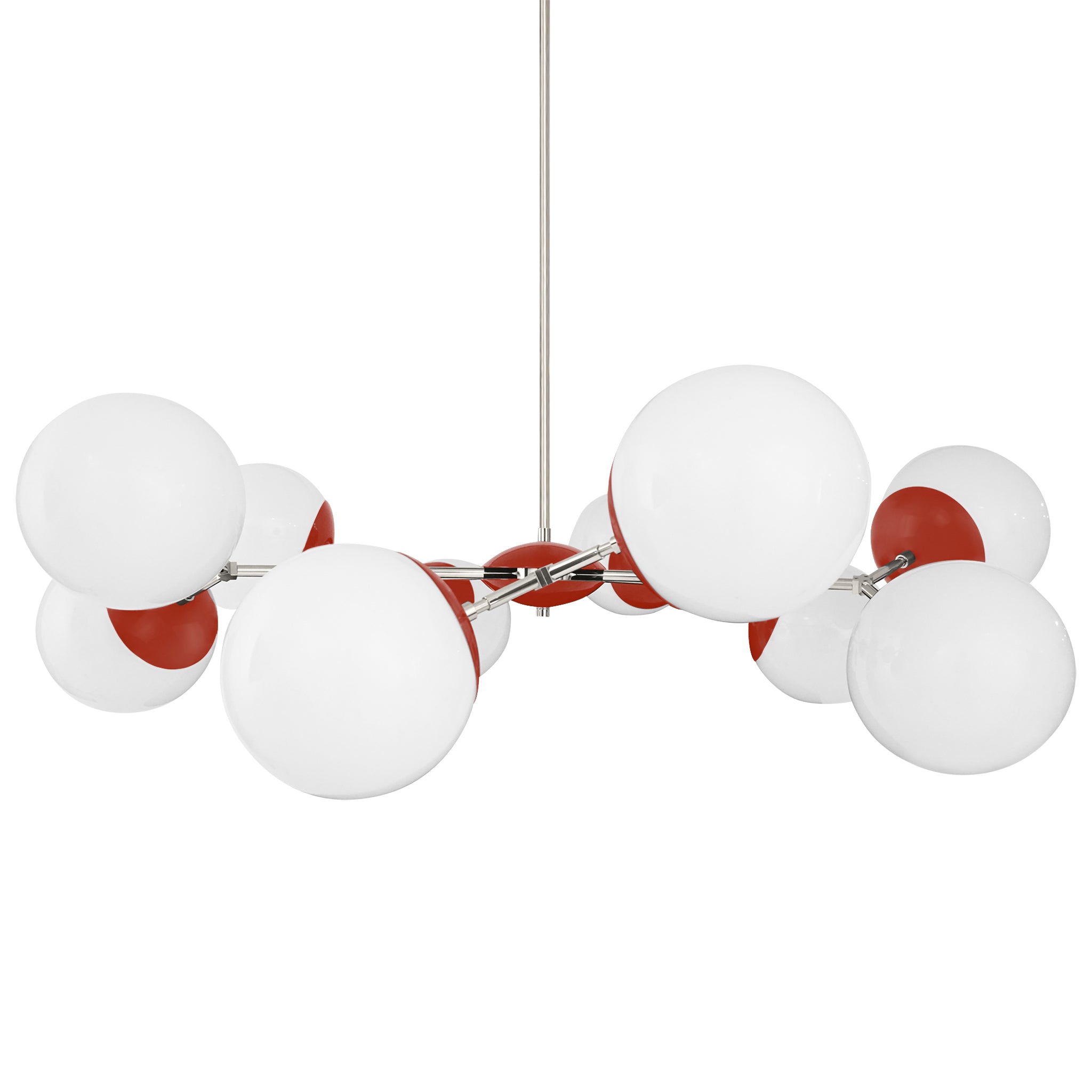 Nickel and riding hood red color Crown chandelier 46" Dutton Brown lighting