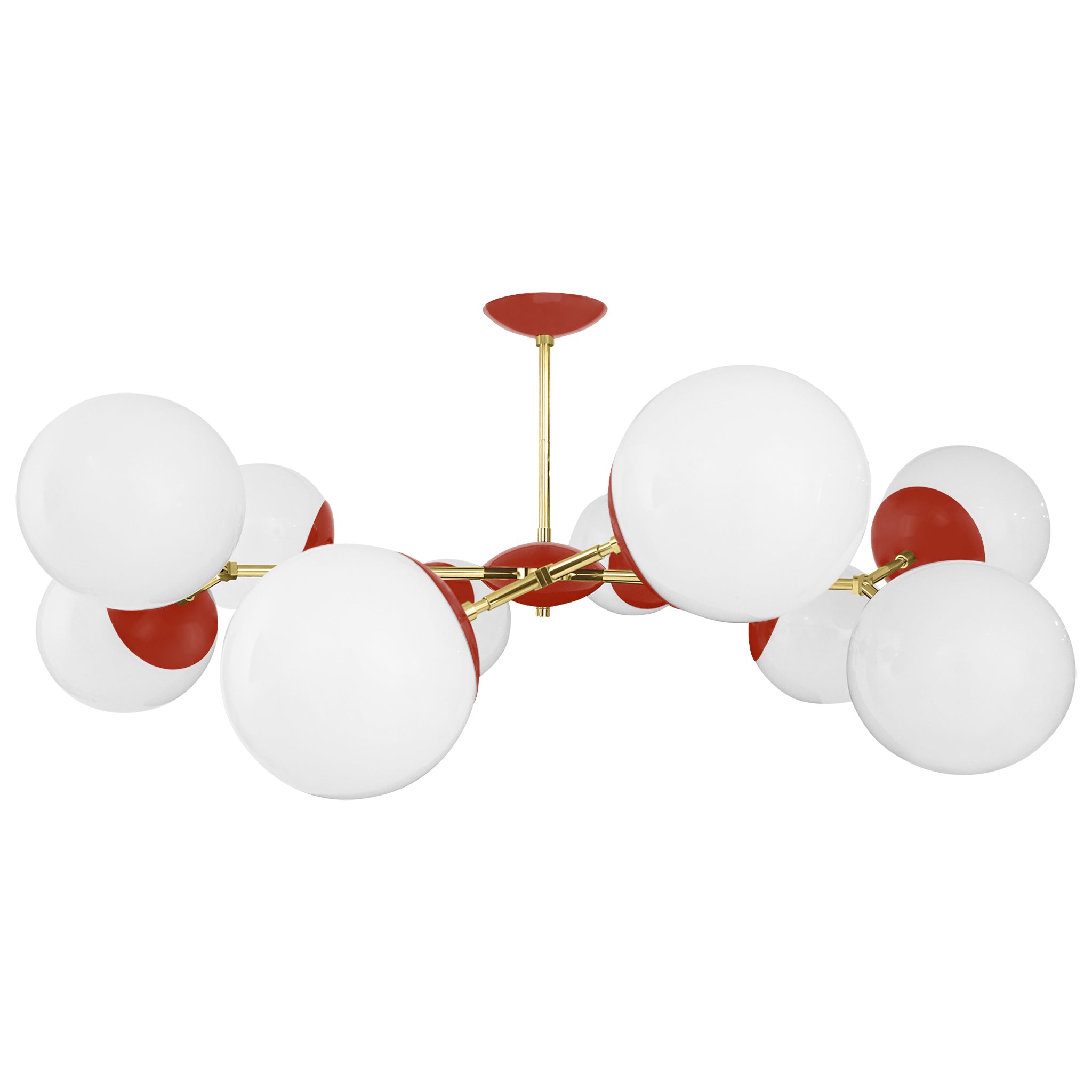 Brass and riding hood red color Crown flush mount 46" Dutton Brown lighting