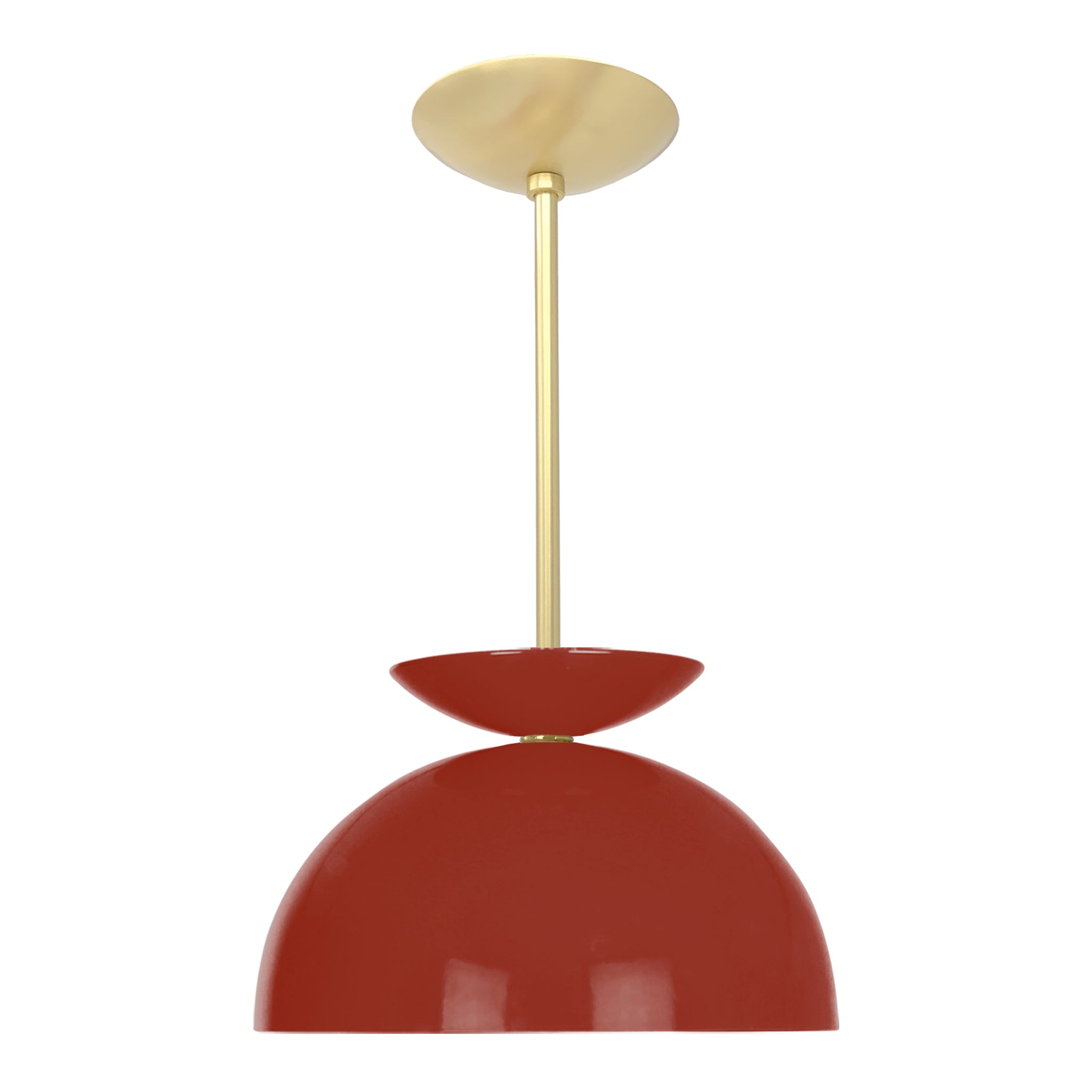 Brass and riding hood red color Echo pendant 12" Dutton Brown lighting