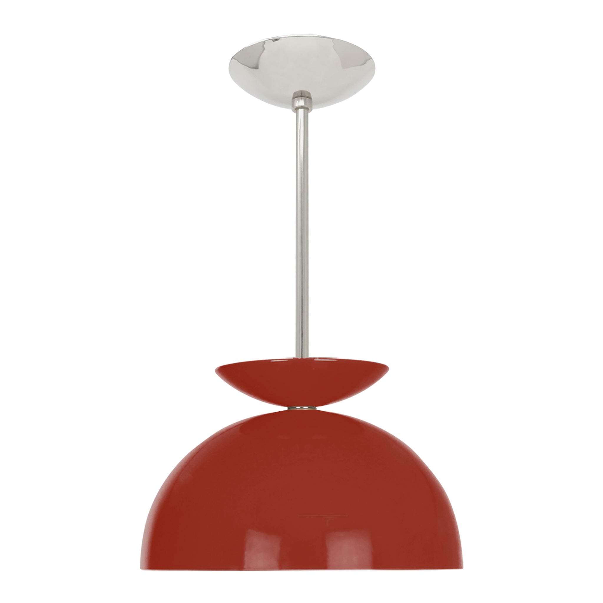 Nickel and riding hood red color Echo pendant 12" Dutton Brown lighting