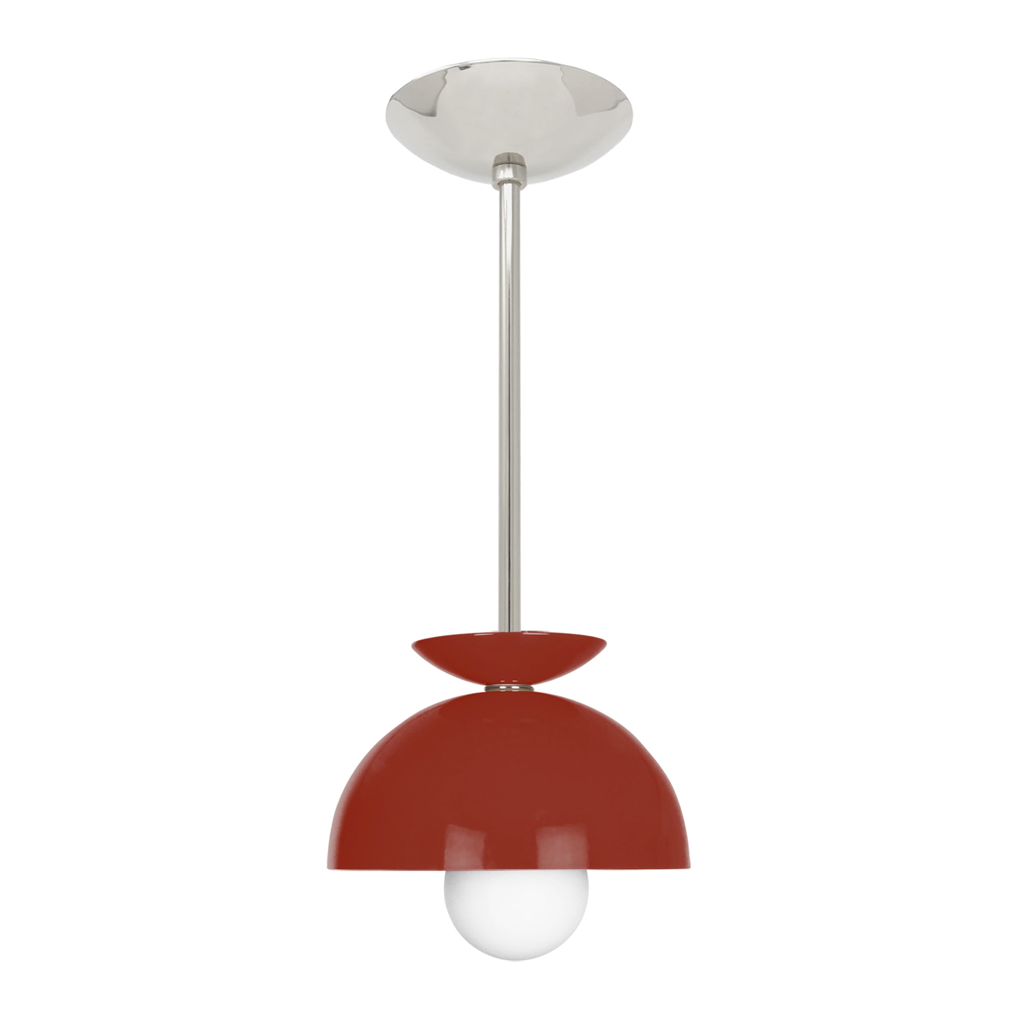 Nickel and riding hood red color Echo pendant 8" Dutton Brown lighting