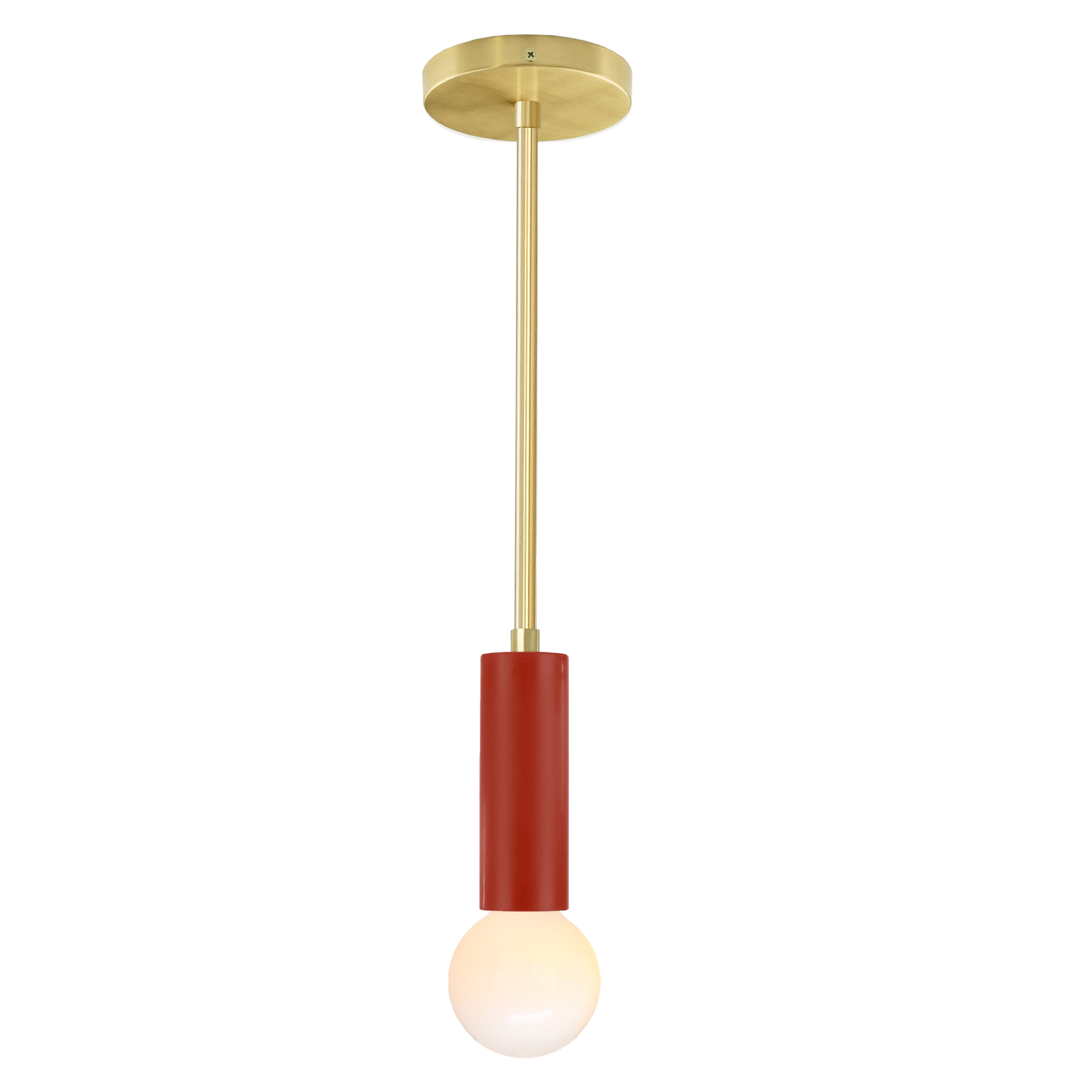 Brass and riding hood red color Eureka pendant Dutton Brown lighting