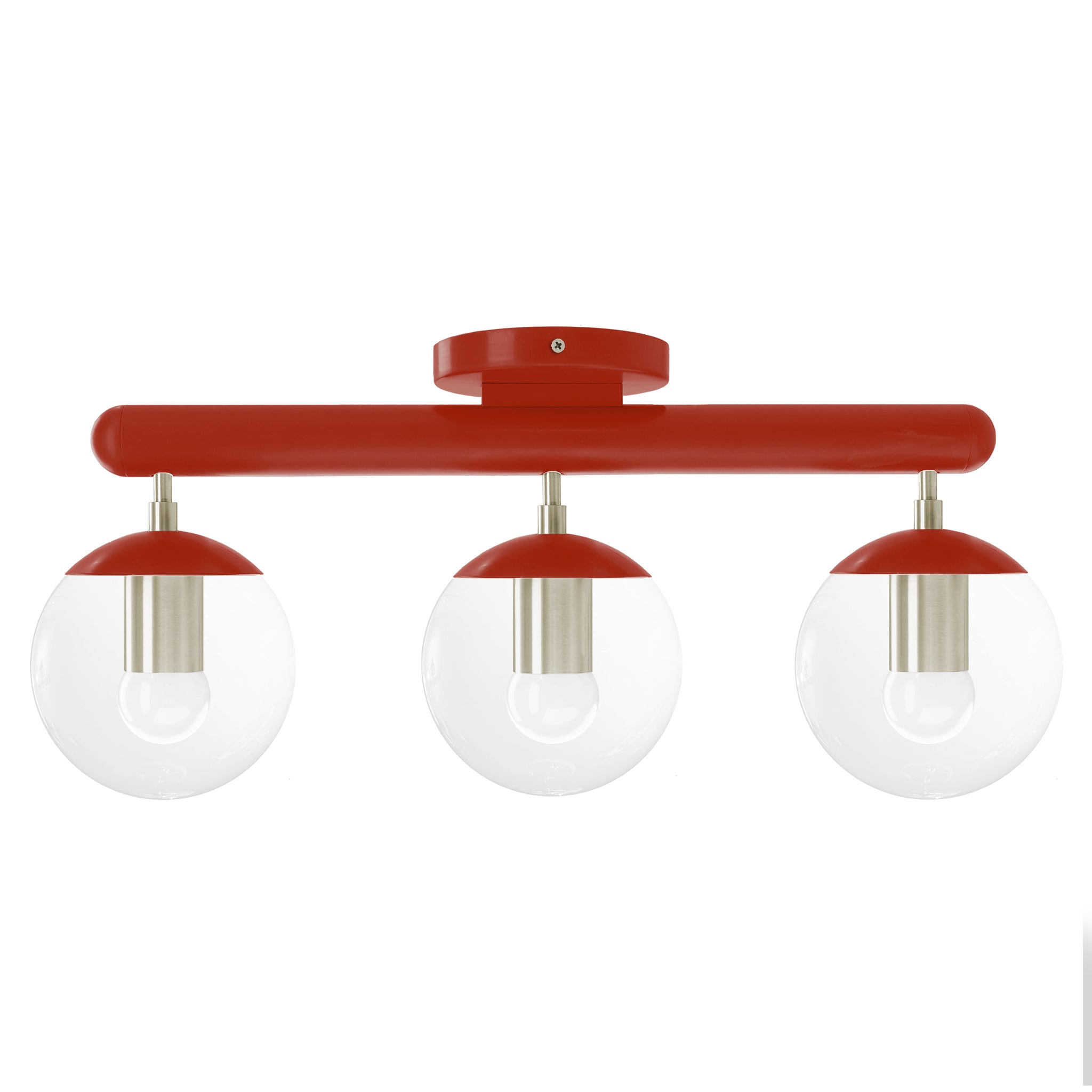 Nickel and riding hood red color Icon 3 flush mount Dutton Brown lighting