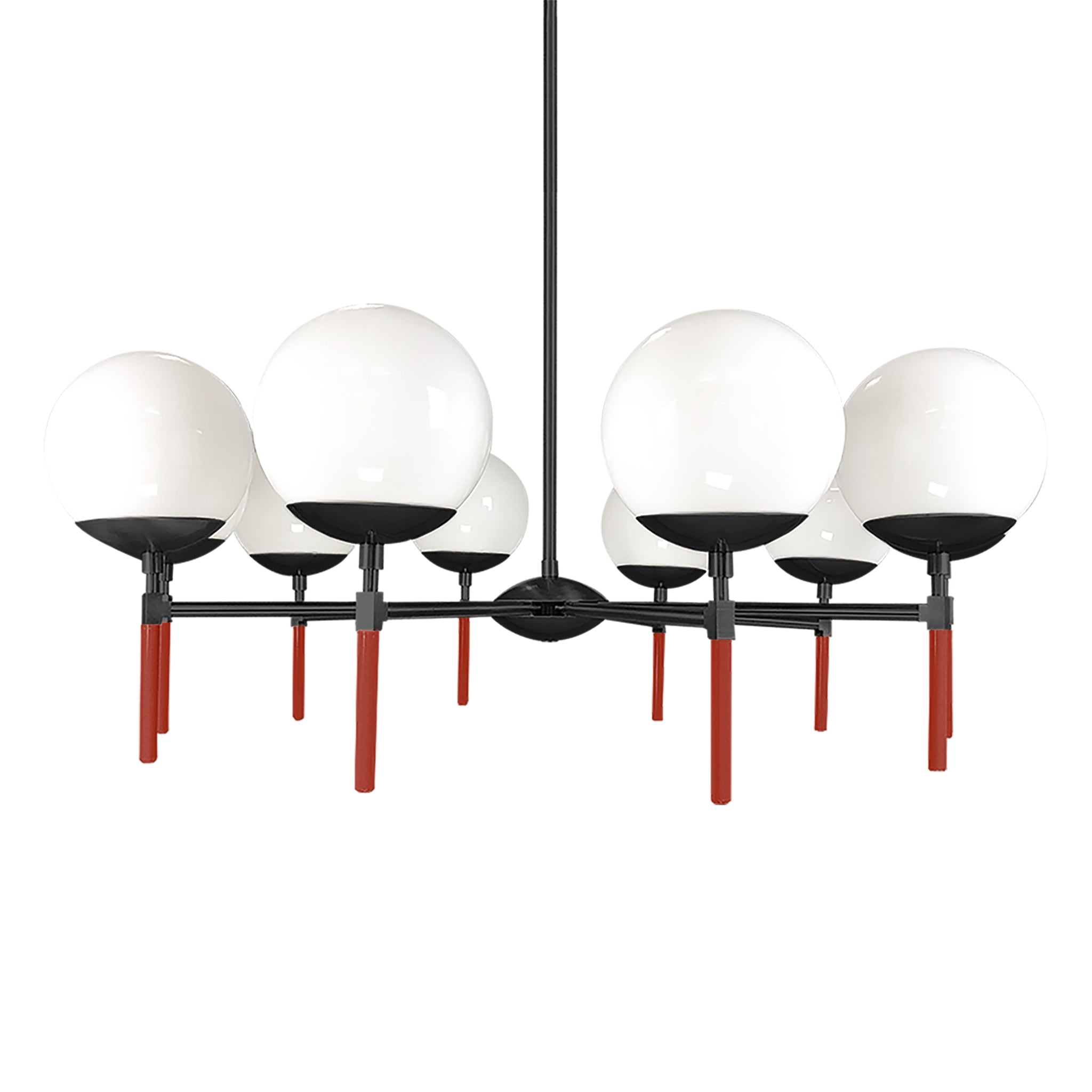 Black and riding hood red color Lolli chandelier 36" Dutton Brown lighting
