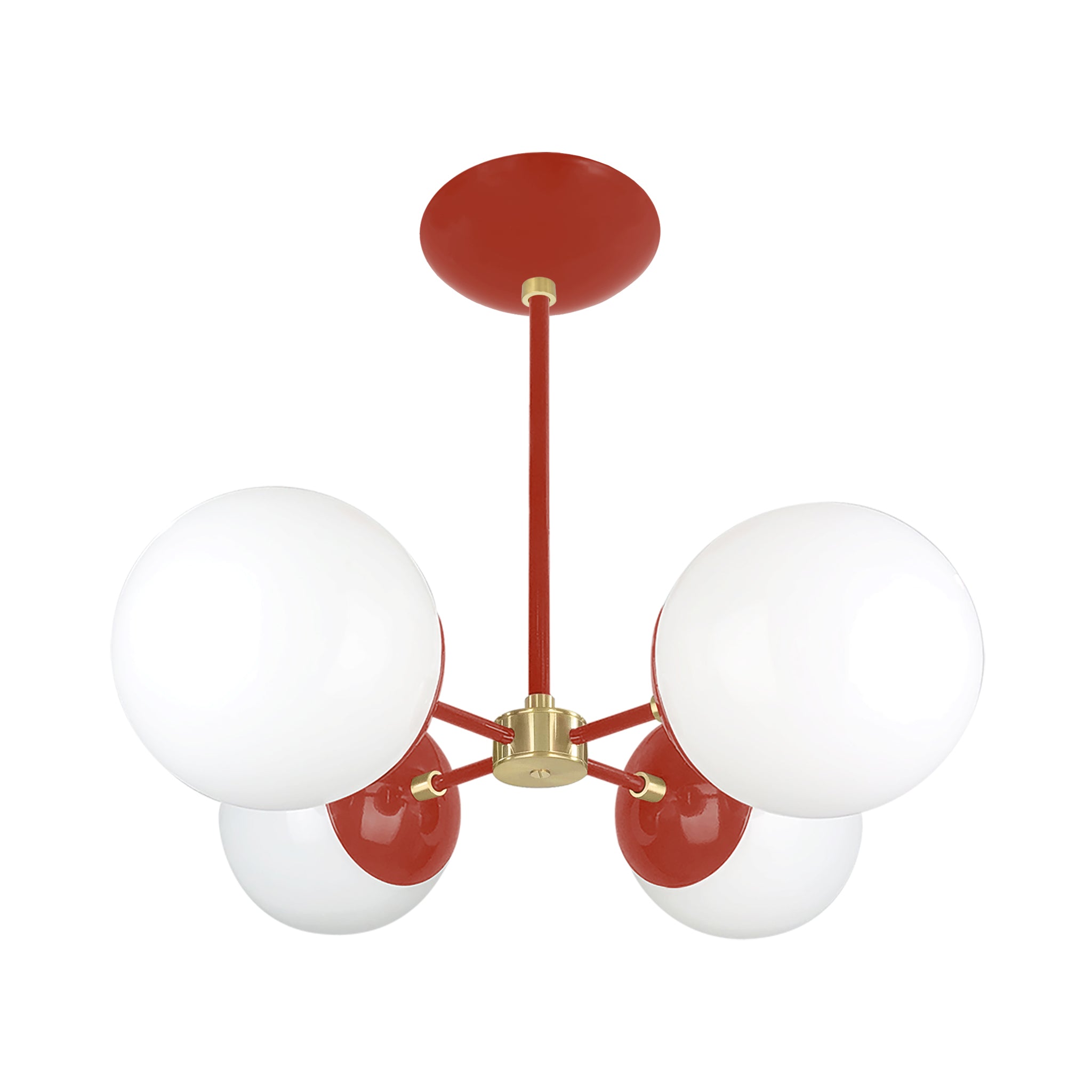 Brass and riding hood red color Orbi chandelier Dutton Brown lighting