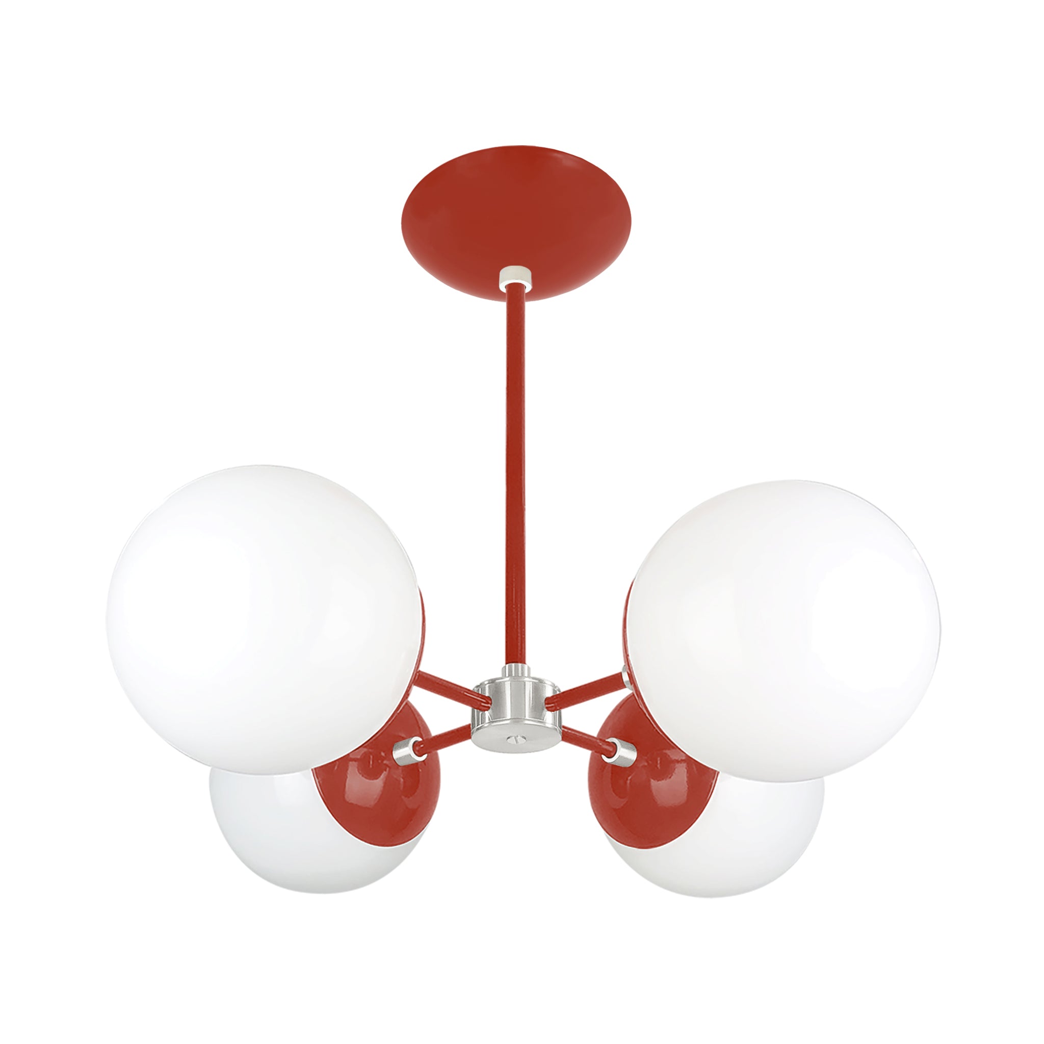 Nickel and riding hood red color Orbi chandelier Dutton Brown lighting