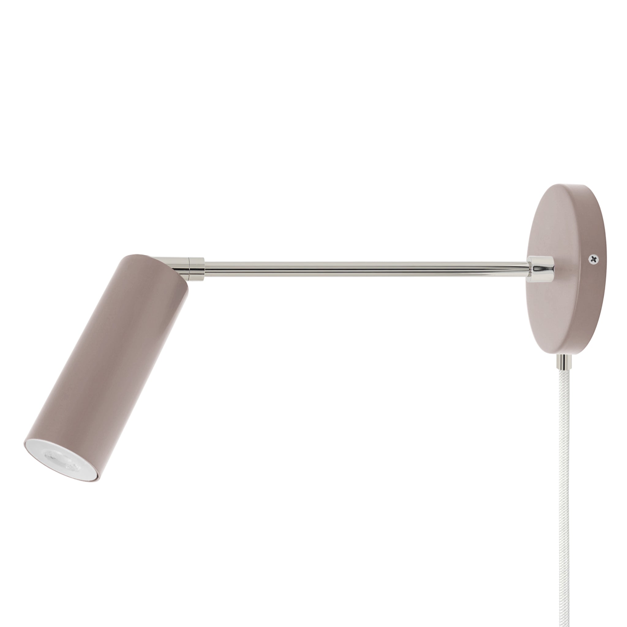 Nickel and barely color Reader plug-in sconce 10" arm Dutton Brown lighting