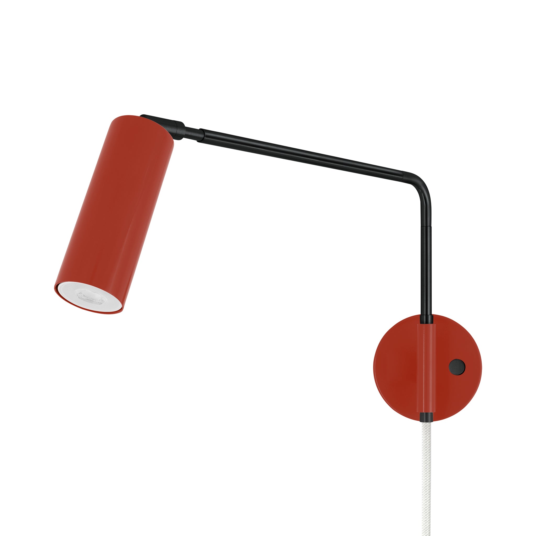 Black and riding hood red color Reader Swing Arm plug-in sconce Dutton Brown lighting