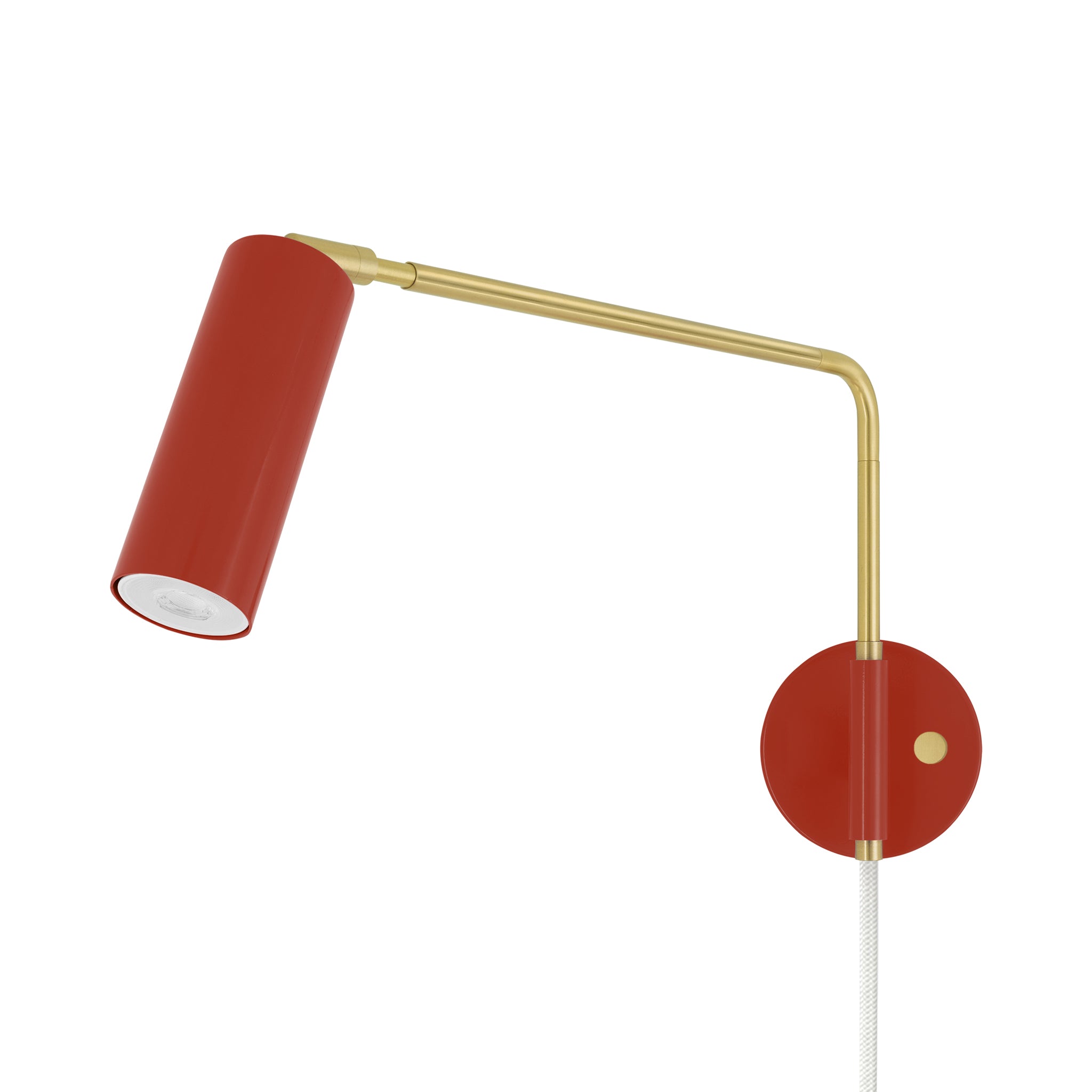 Brass and riding hood red color Reader Swing Arm plug-in sconce Dutton Brown lighting