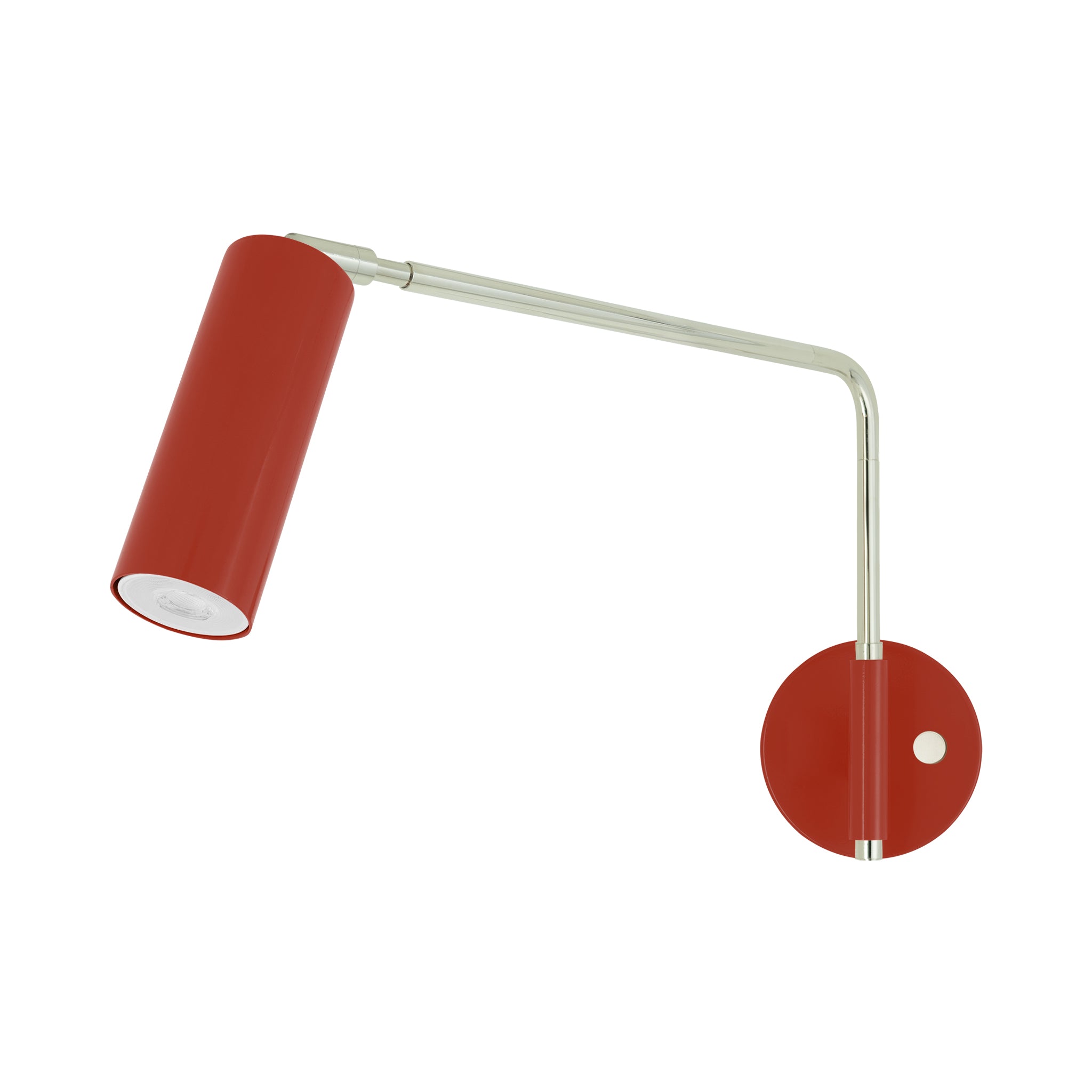 Nickel and riding hood red color Color Reader Swing Arm sconce Dutton Brown lighting