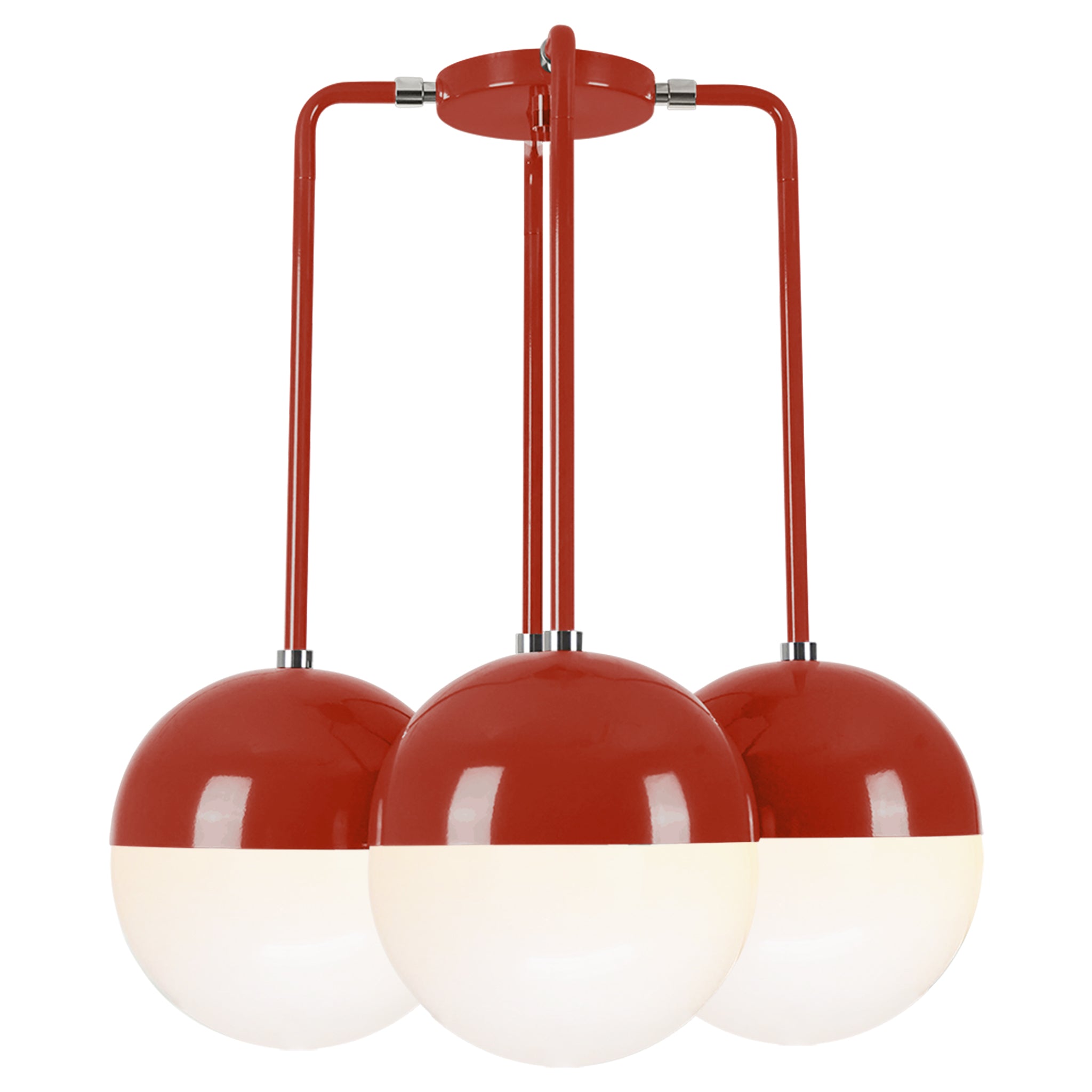 Nickel and riding hood red color Tetra chandelier Dutton Brown lighting