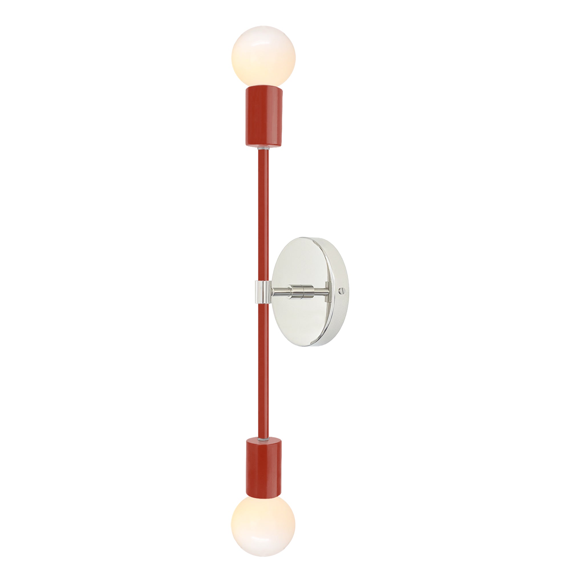 Nickel and riding hood red color Scepter sconce 18" Dutton Brown lighting