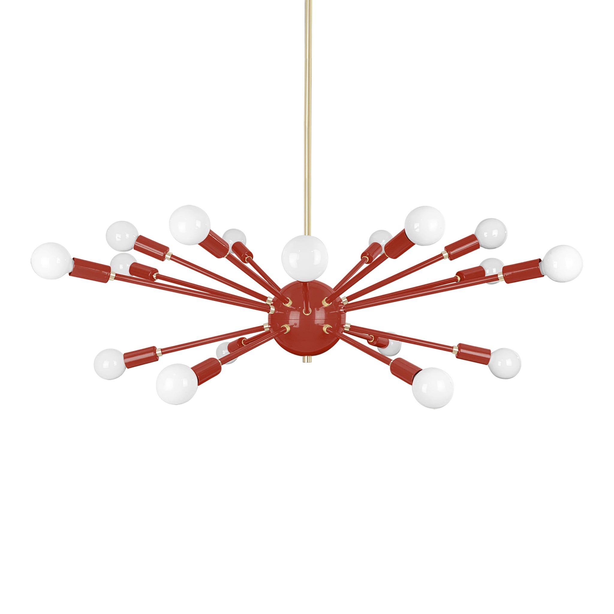 Brass and riding hood red color Elliptical Sputnik chandelier 32" Dutton Brown lighting