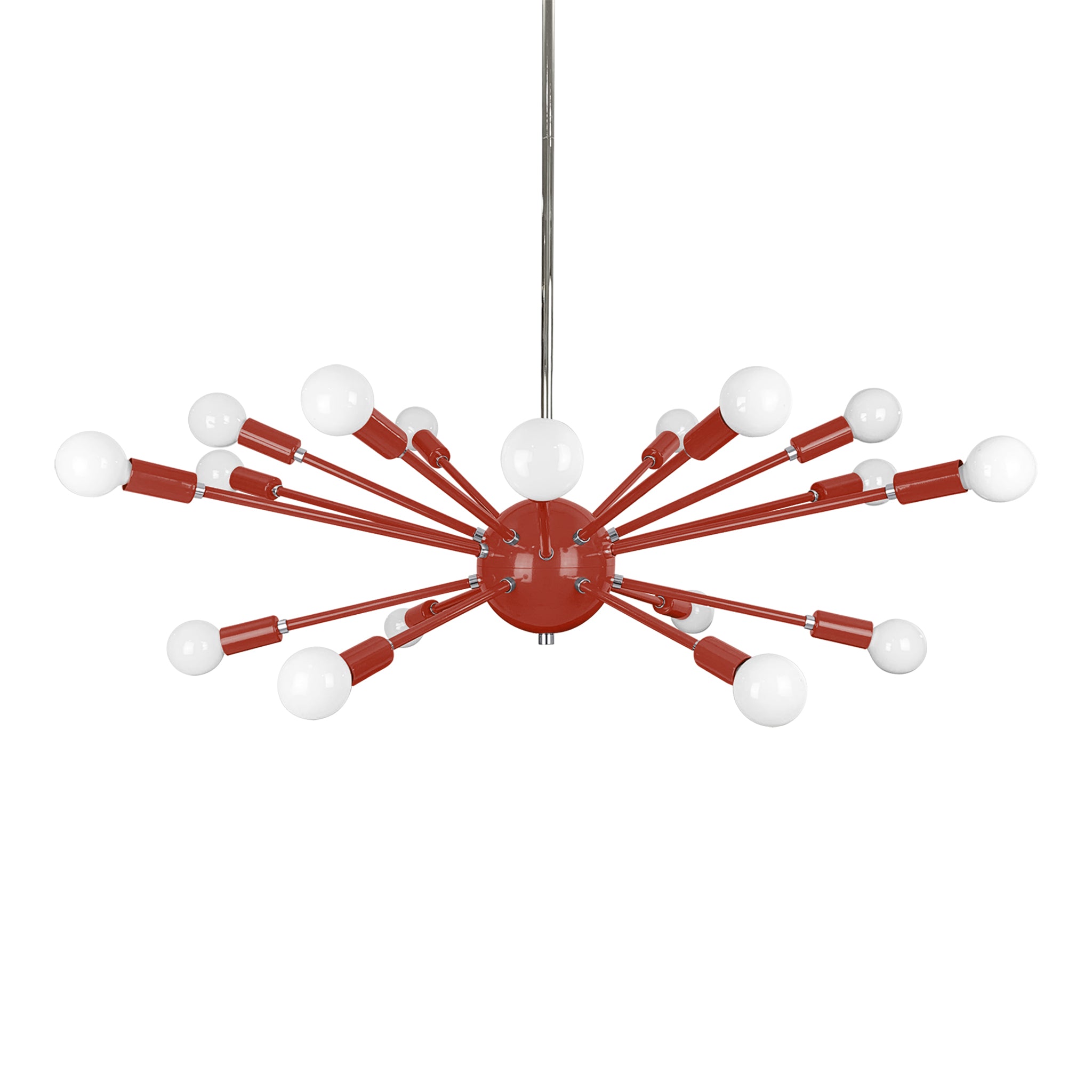 Nickel and riding hood red color Elliptical Sputnik chandelier 32" Dutton Brown lighting