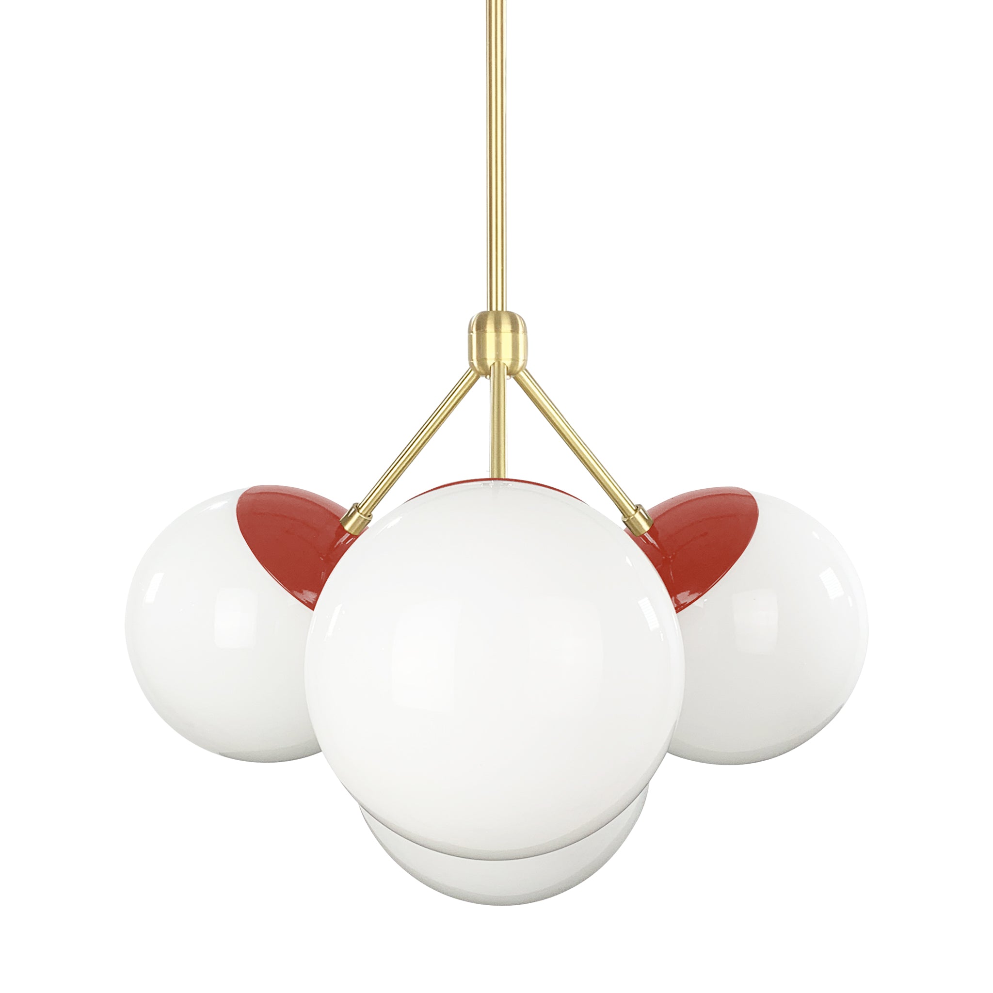 Brass and riding hood red color Tetra chandelier Dutton Brown lighting