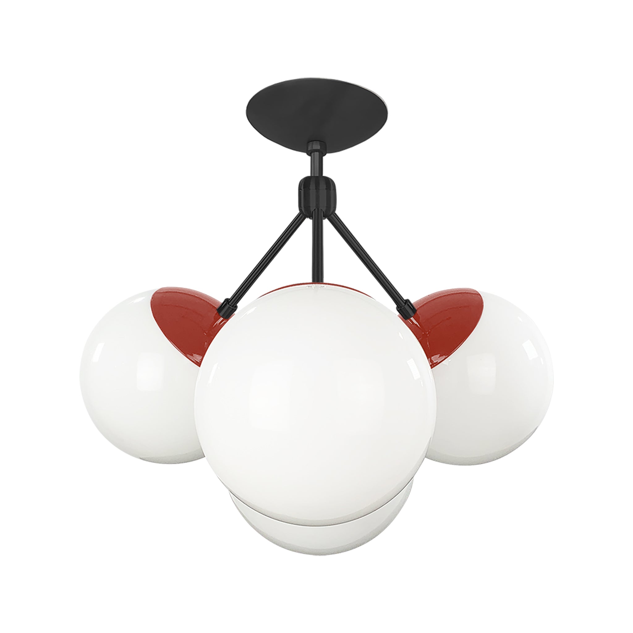 Black and riding hood red color Tetra flush mount Dutton Brown lighting