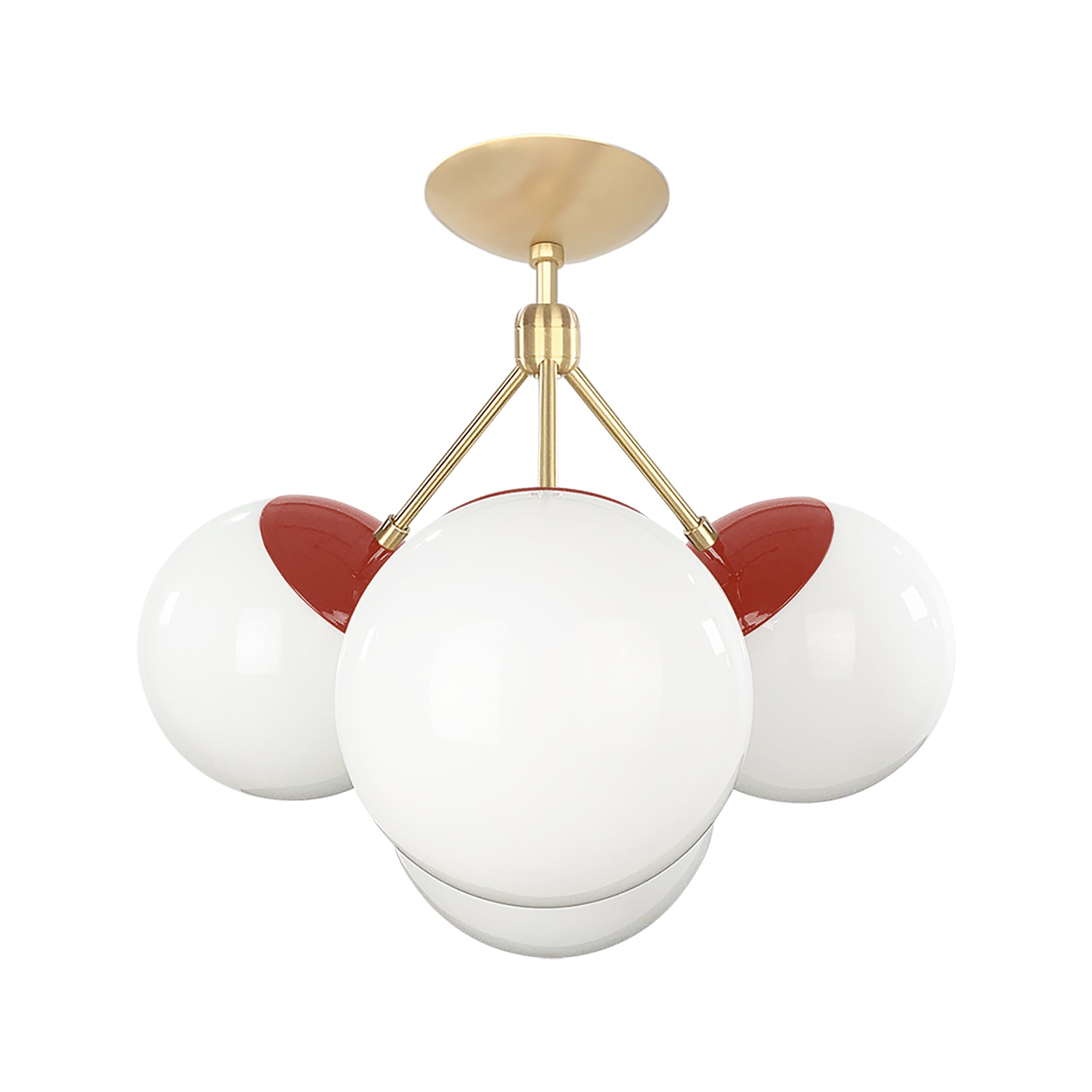 Brass and riding hood red color Tetra flush mount Dutton Brown lighting
