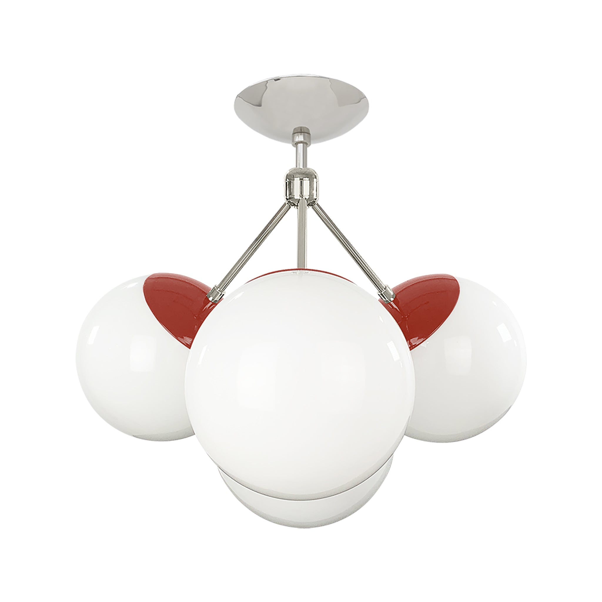 Nickel and riding hood red color Tetra flush mount Dutton Brown lighting