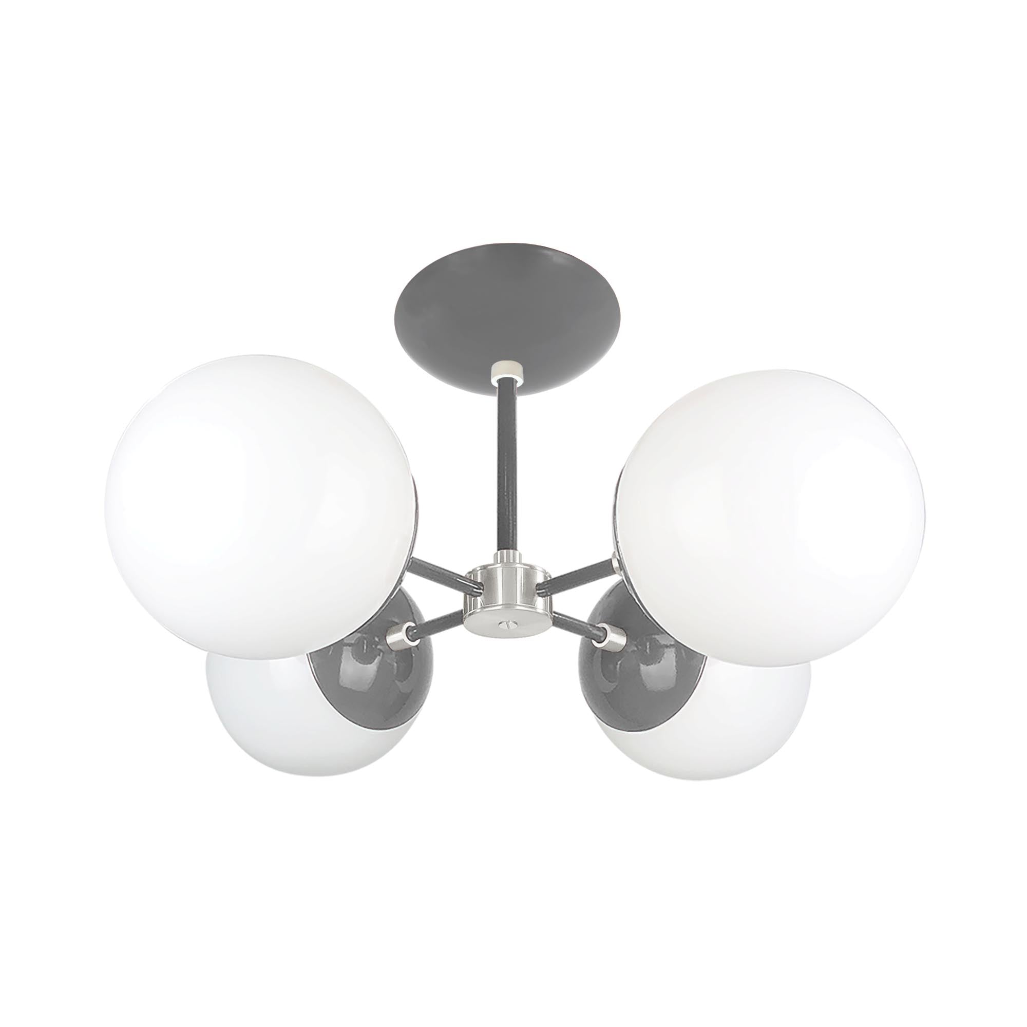 Nickel and charcoal color Orbi flush mount Dutton Brown lighting