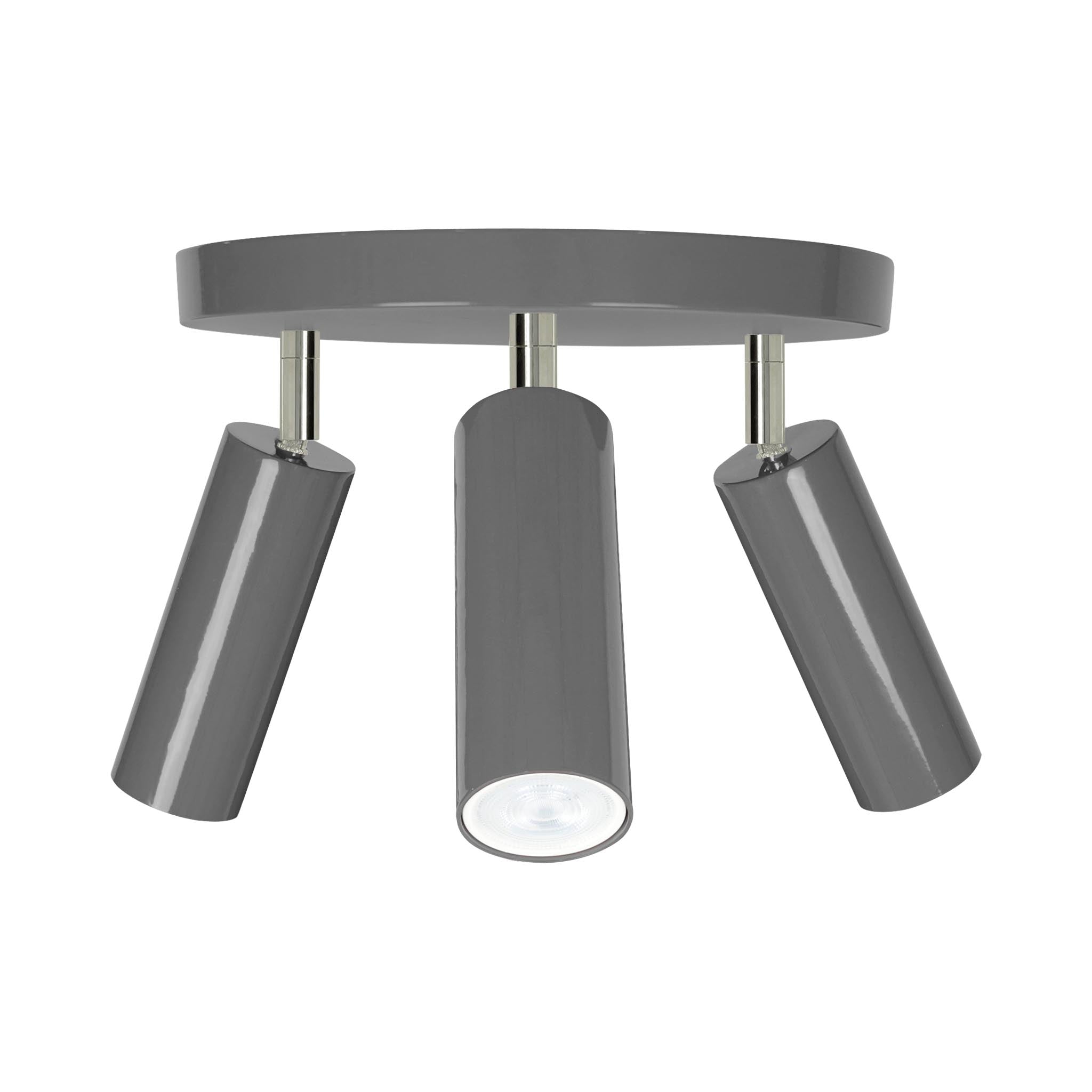 Nickel and charcoal color Pose flush mount Dutton Brown lighting