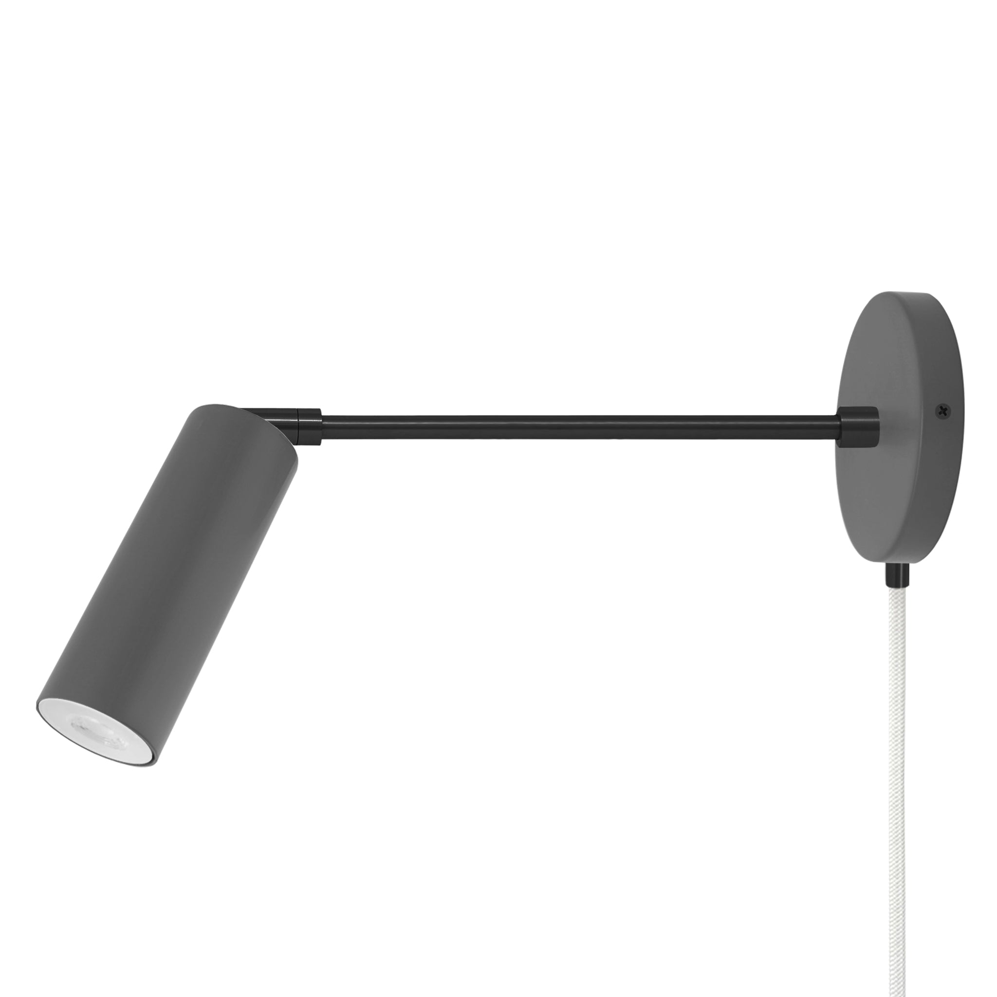 Black and charcoal color Reader plug-in sconce 10" arm Dutton Brown lighting