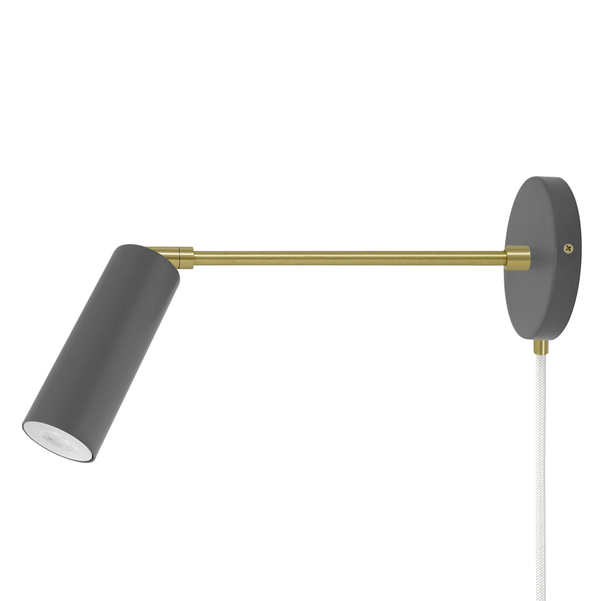 Brass and charcoal color Reader plug-in sconce 10" arm Dutton Brown lighting