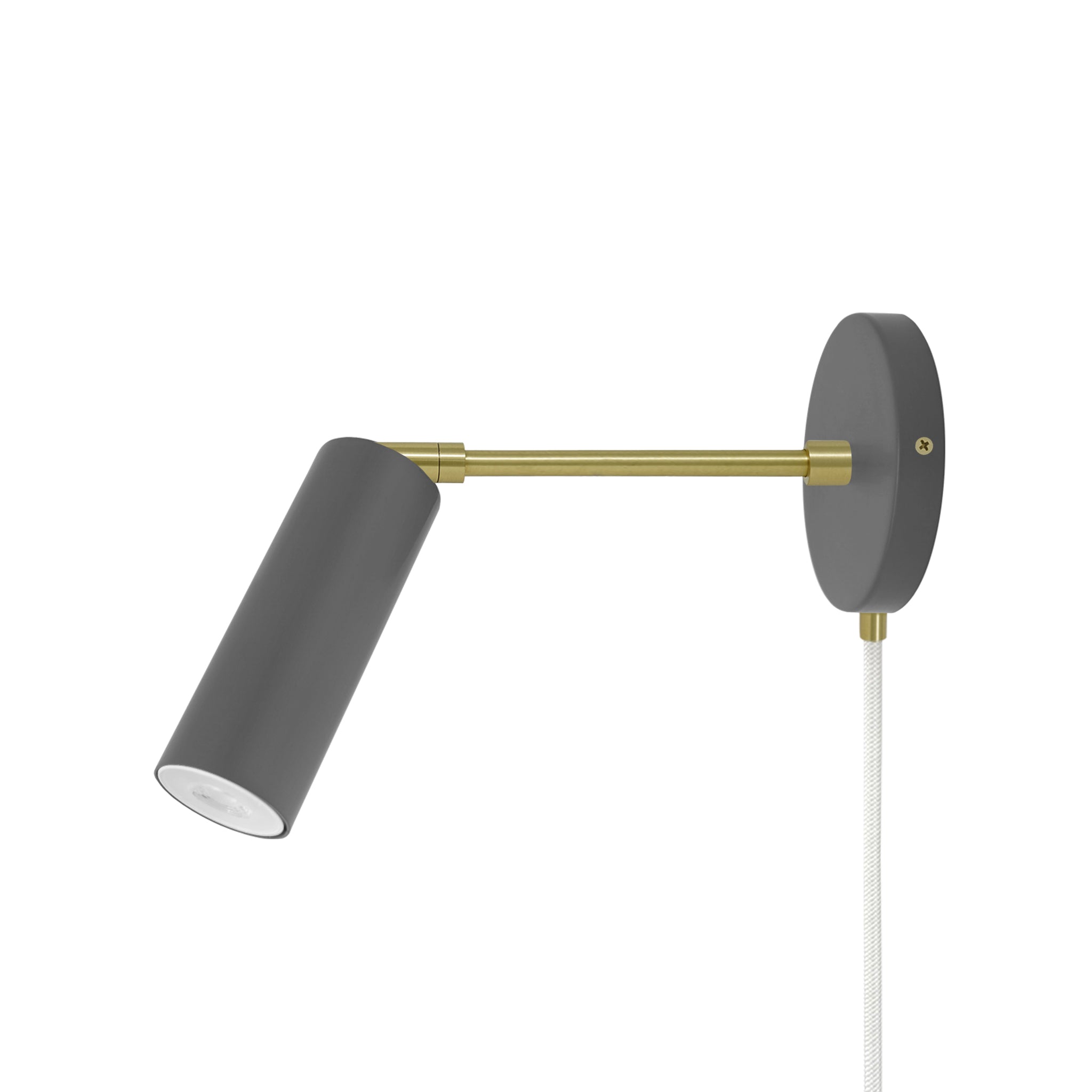 Brass and charcoal color Reader plug-in sconce 6" arm Dutton Brown lighting