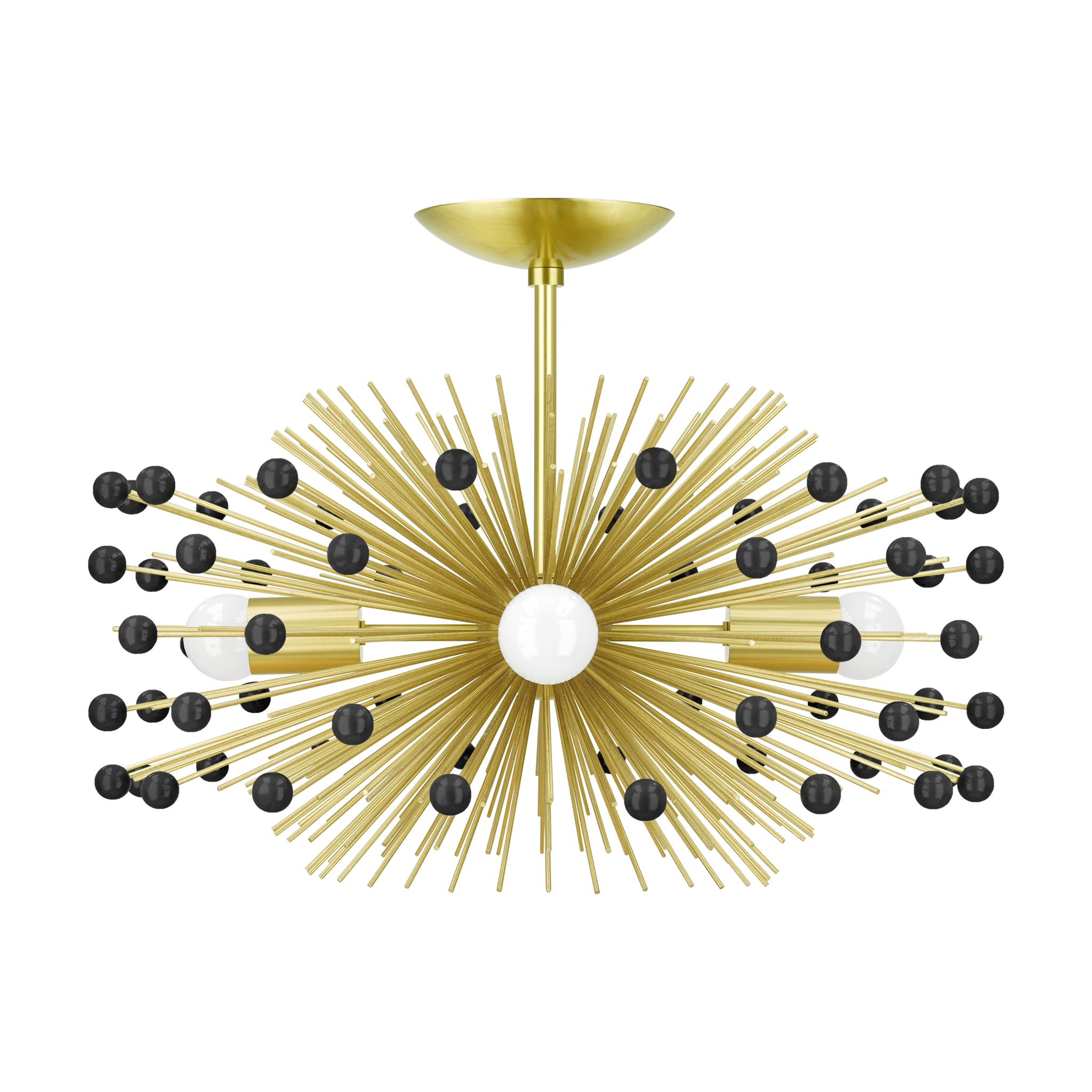 Brass and black color Beaded Urchin flush mount 20" Dutton Brown lighting