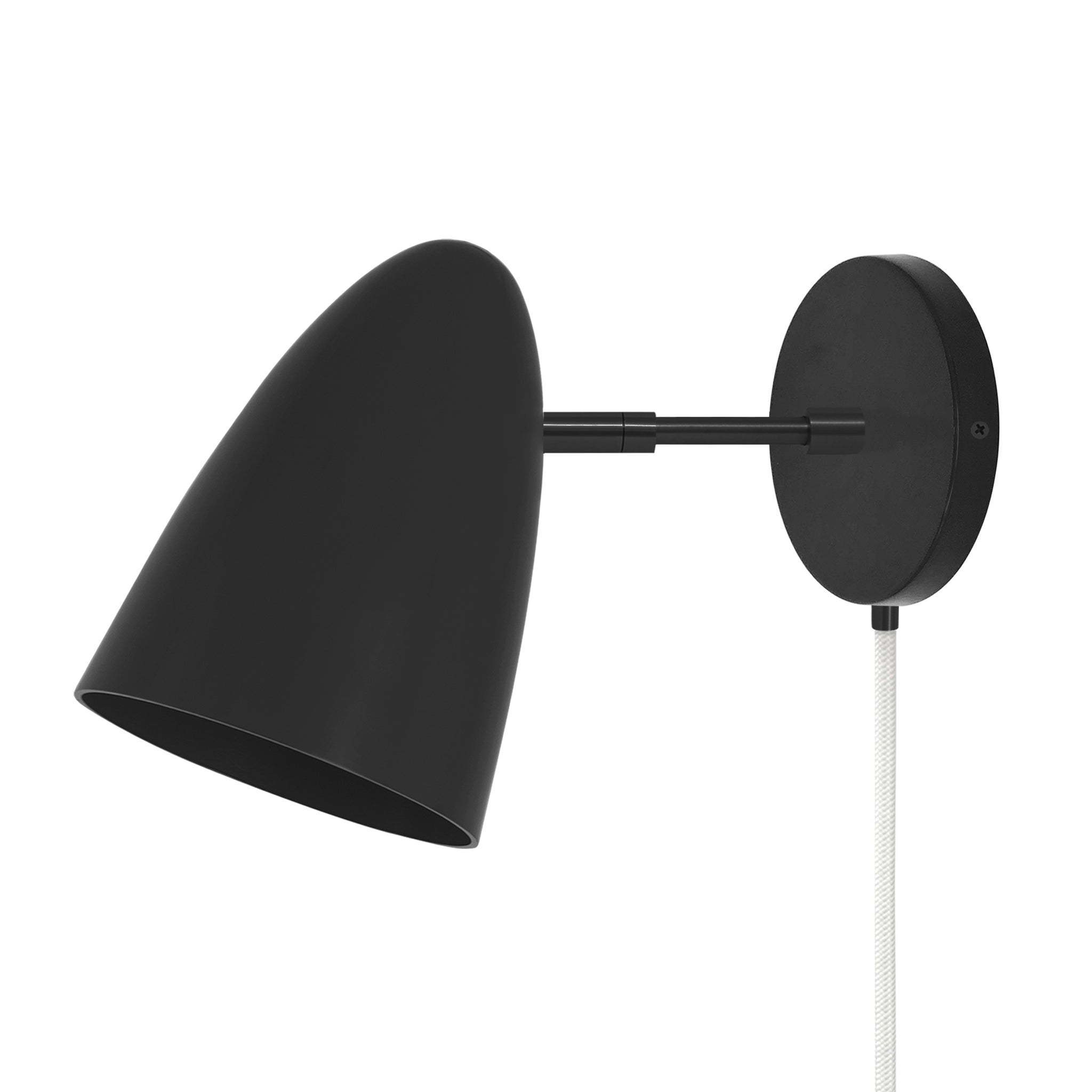 Black and black color Boom plug-in sconce 3" arm Dutton Brown lighting