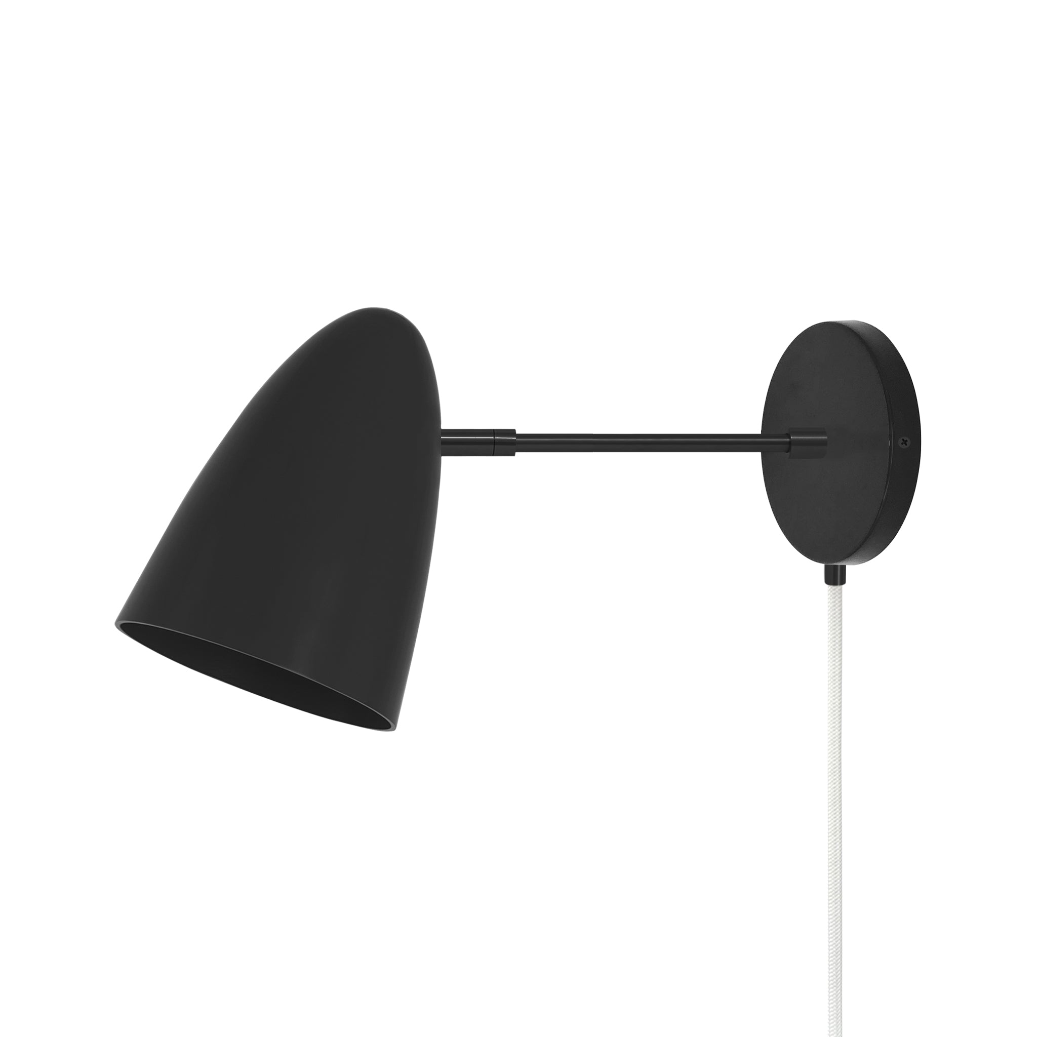 Black and black color Boom plug-in sconce 6" arm Dutton Brown lighting