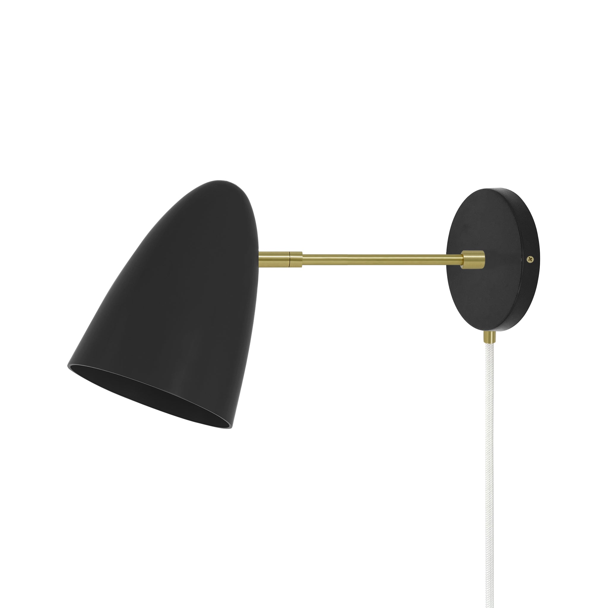 Brass and black color Boom plug-in sconce 6" arm Dutton Brown lighting