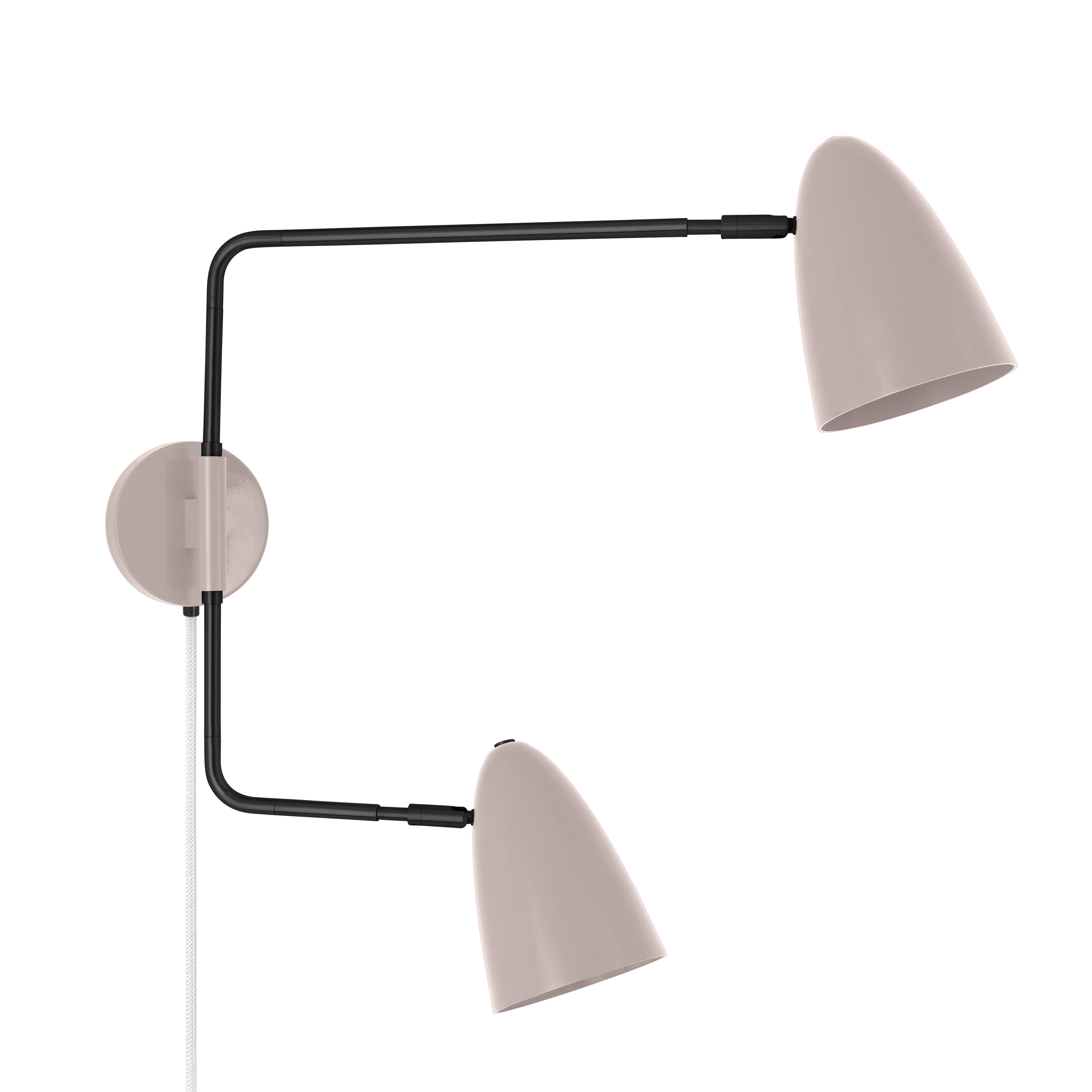 Black and barely color Boom Double Swing Arm plug-in sconce Dutton Brown lighting