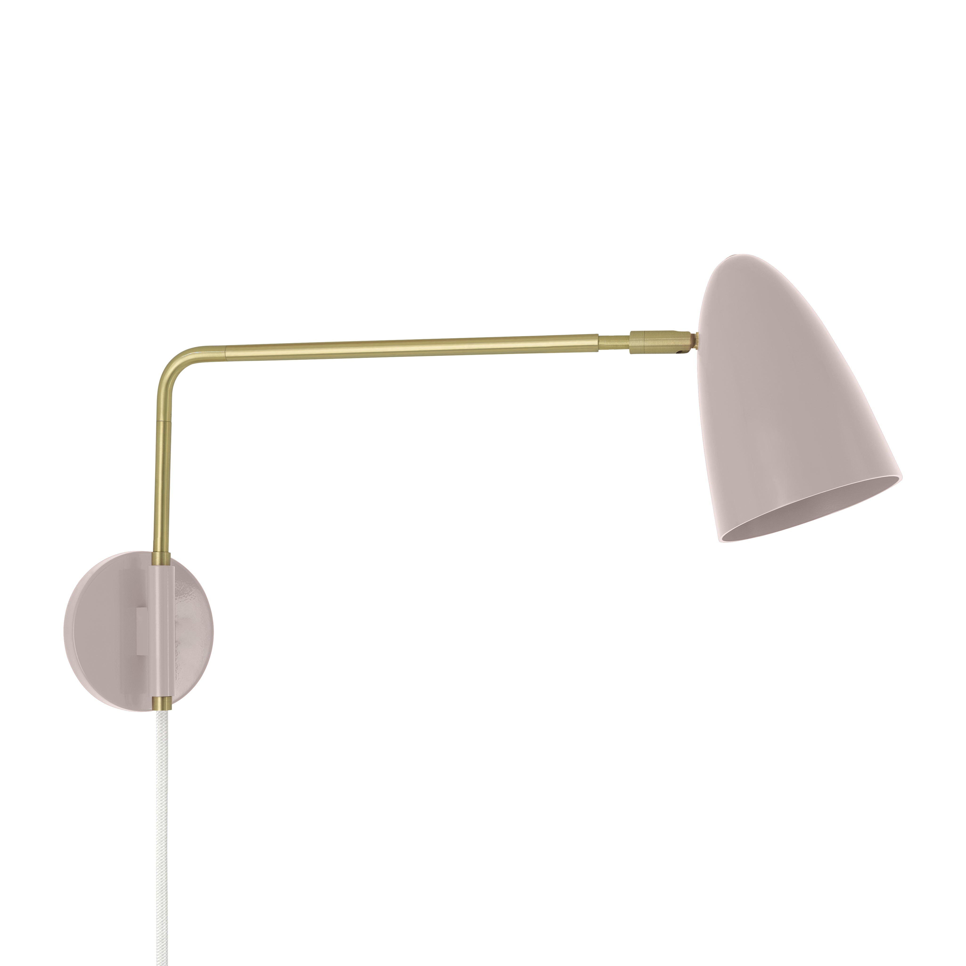 Brass and barely color Boom Swing Arm plug-in sconce Dutton Brown lighting