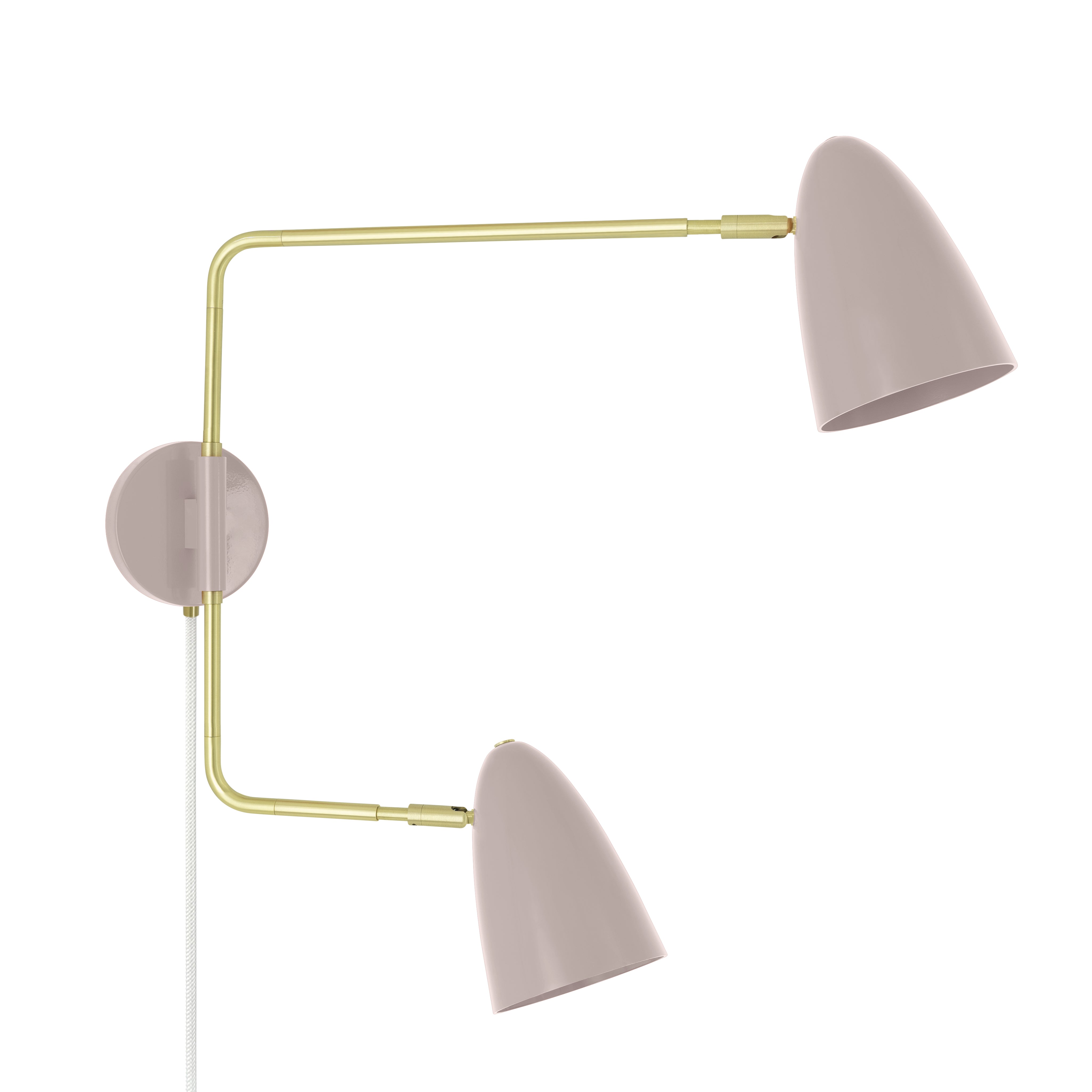 Brass and barely color Boom Double Swing Arm plug-in sconce Dutton Brown lighting
