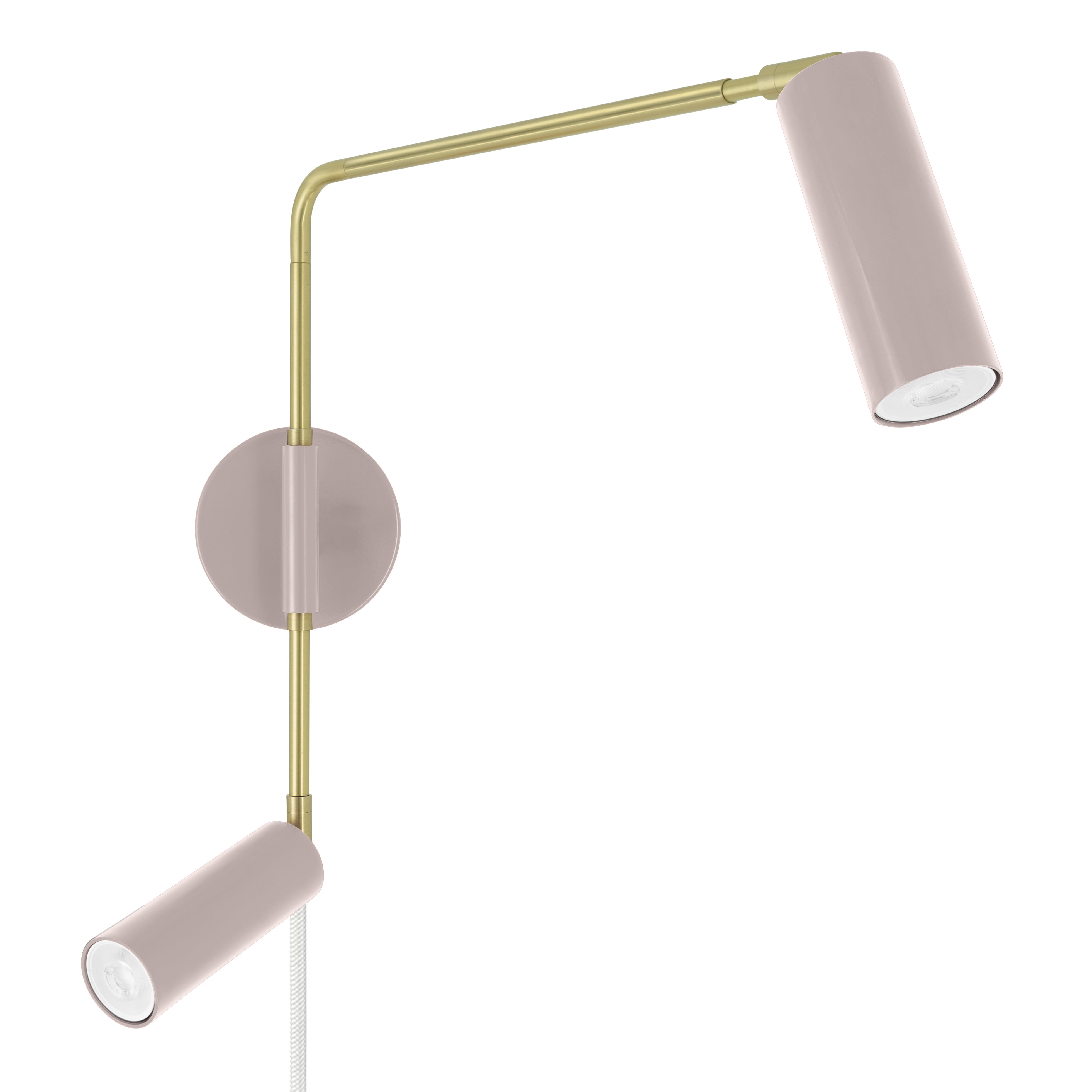 Brass and barely color Reader Double Swing Arm plug-in sconce Dutton Brown lighting