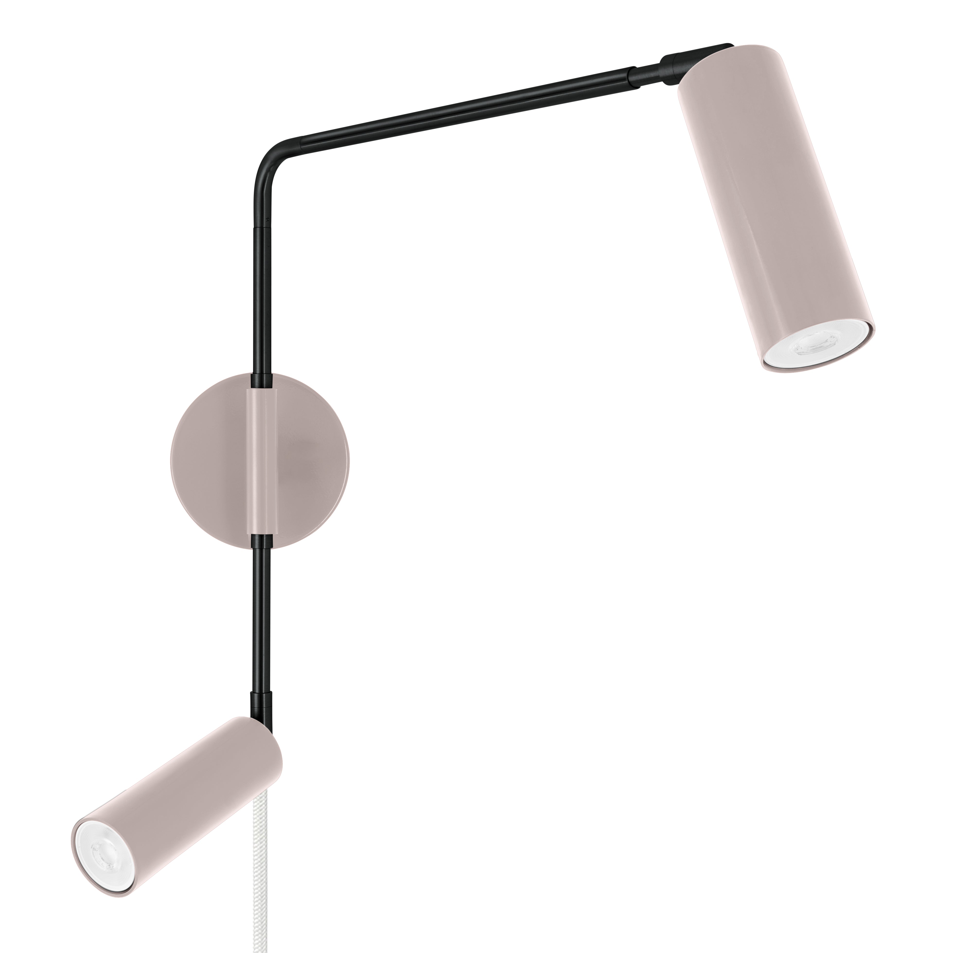 Black and barely color Reader Double Swing Arm plug-in sconce Dutton Brown lighting