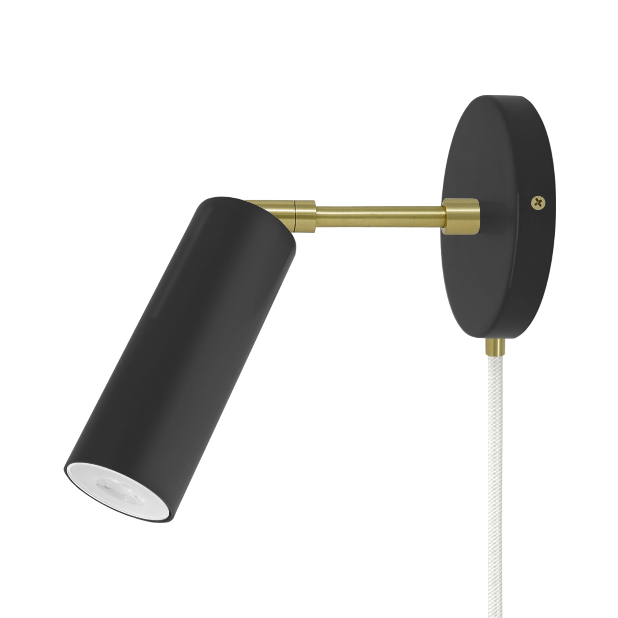 Brass and black color Reader plug-in sconce 3" arm Dutton Brown lighting