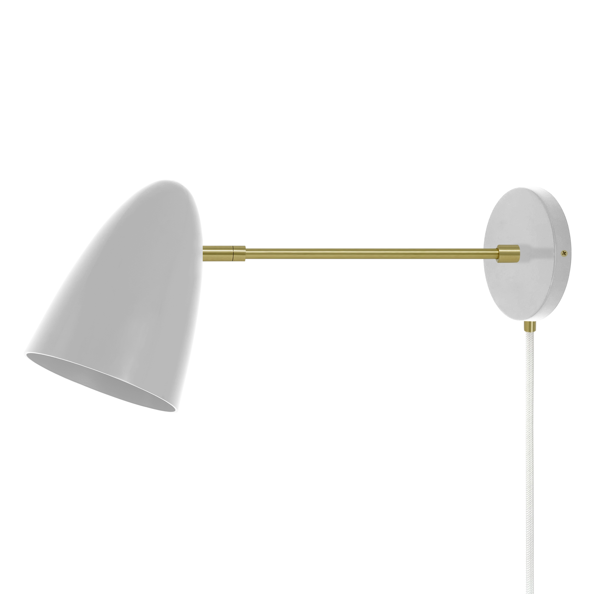 Brass and chalk color Boom plug-in sconce 10" arm Dutton Brown lighting