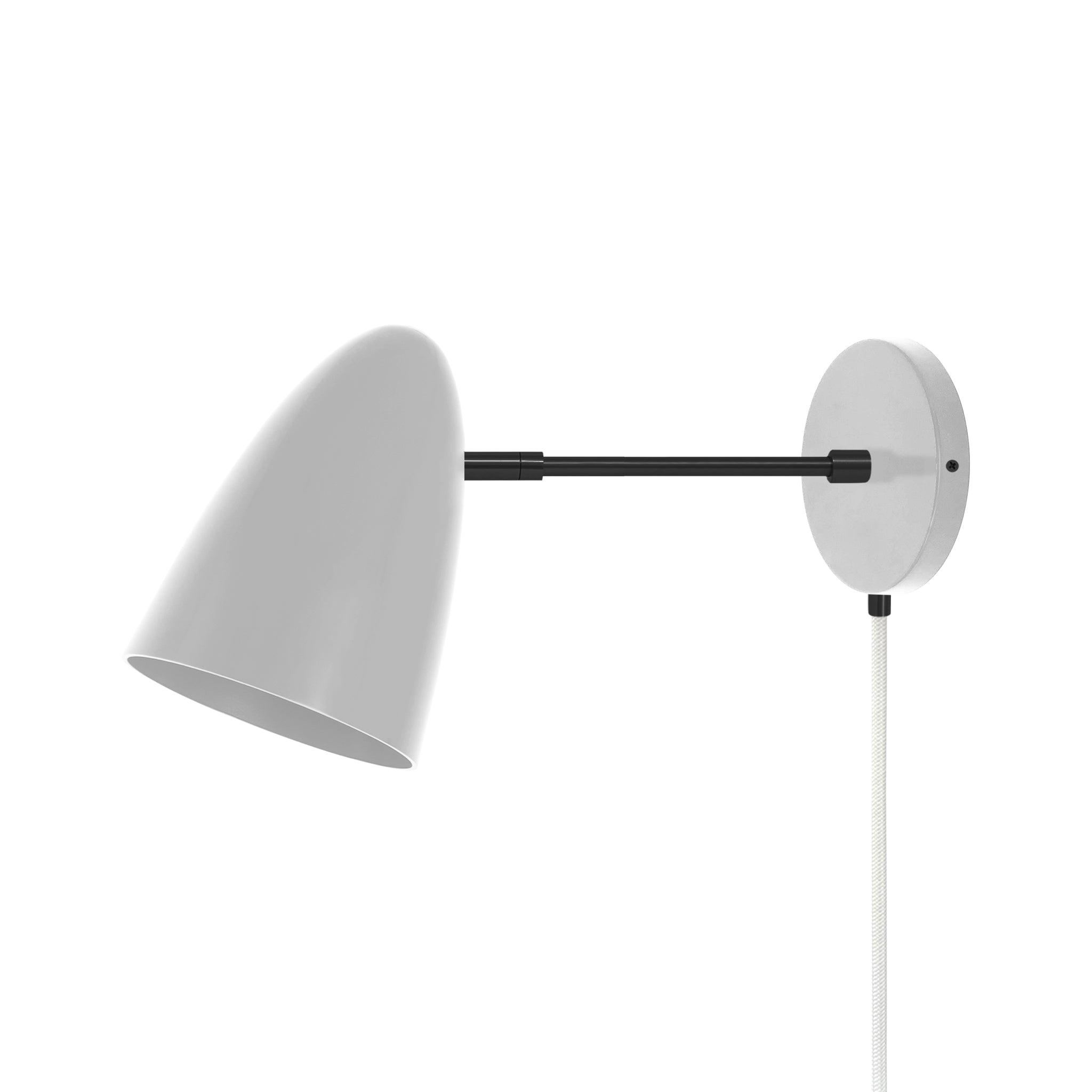 Black and barely color Boom plug-in sconce 6" arm Dutton Brown lighting